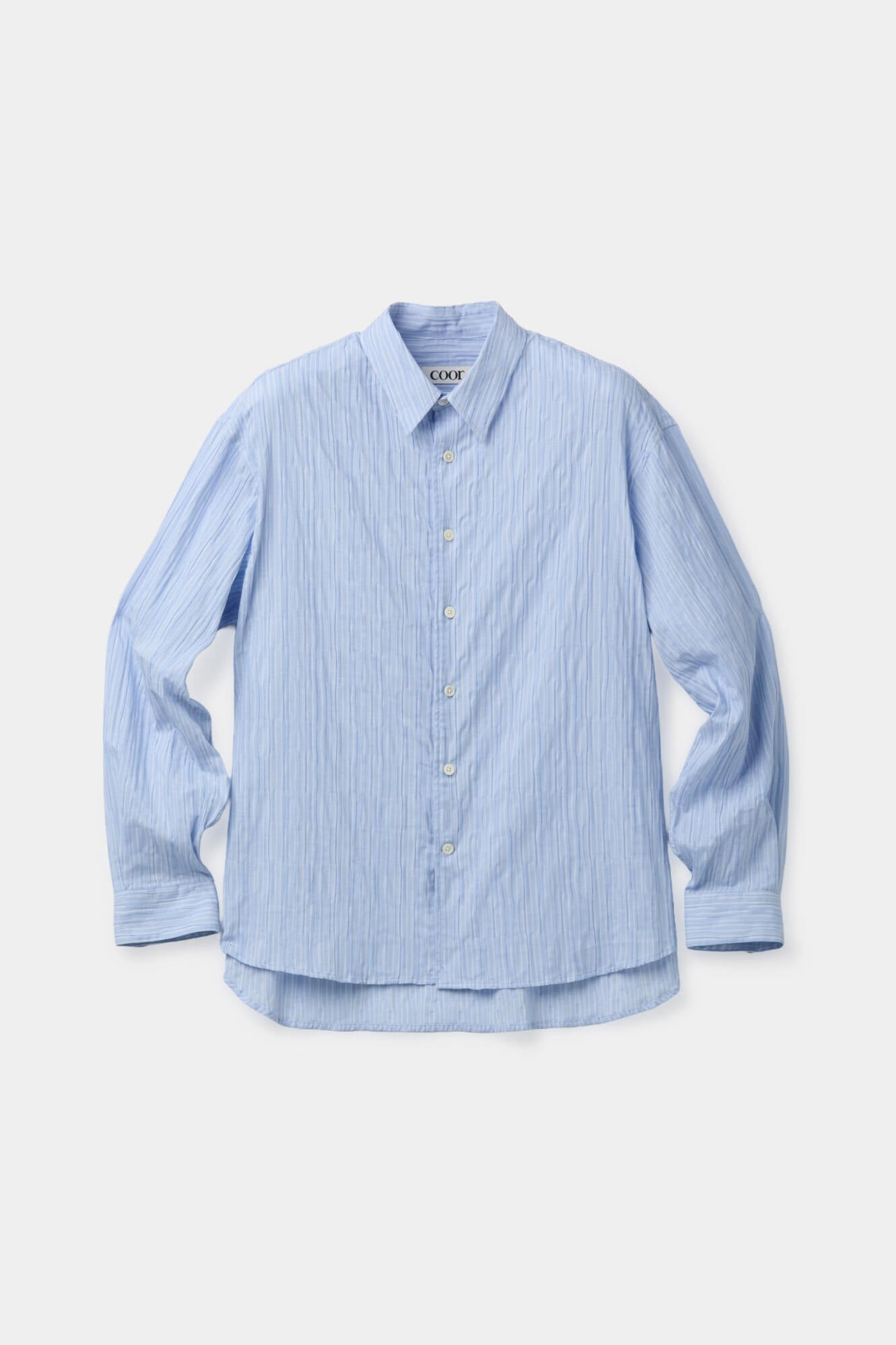 Semi-overfit wrinkle stripe shirt (Sky blue)