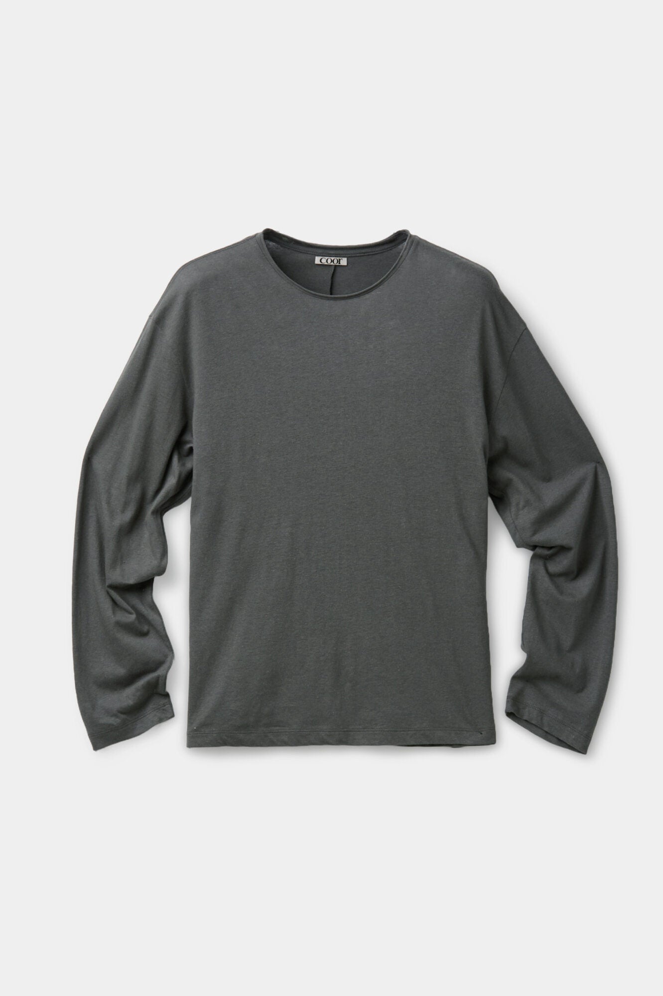 Linen blend long sleeve t-shirt (Charcoal gray)