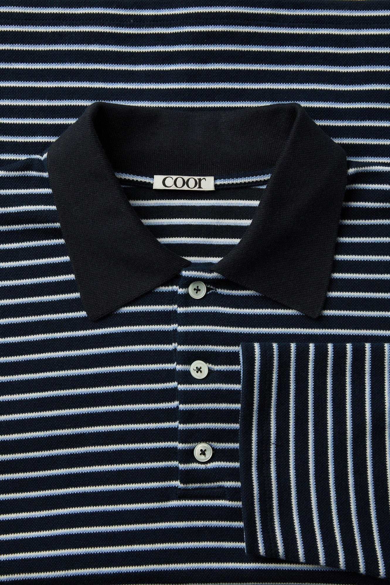 Multi-stripe pique polo shirt (Navy)