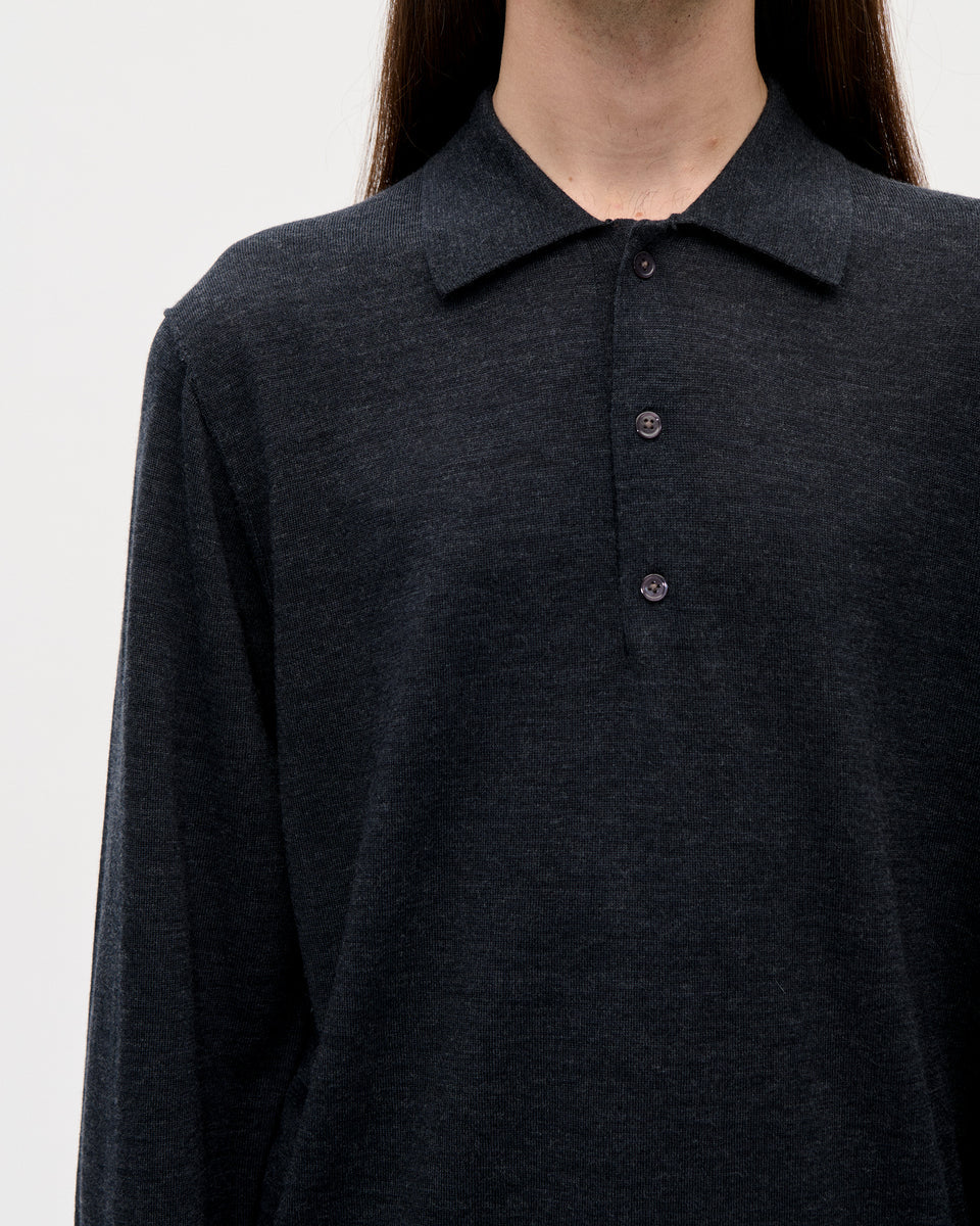 4-30K19 Polo 16GG Wool 008 Charcoal