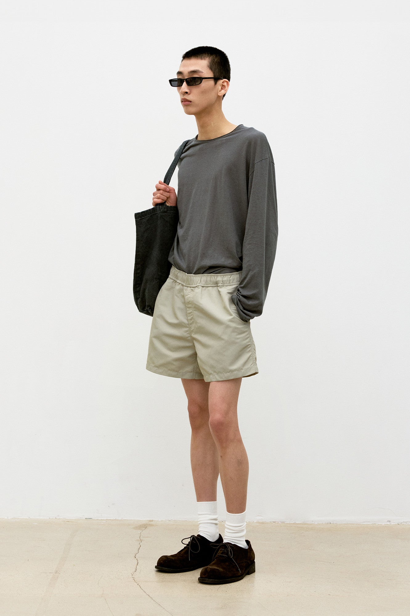 Linen blend long sleeve t-shirt (Charcoal gray)