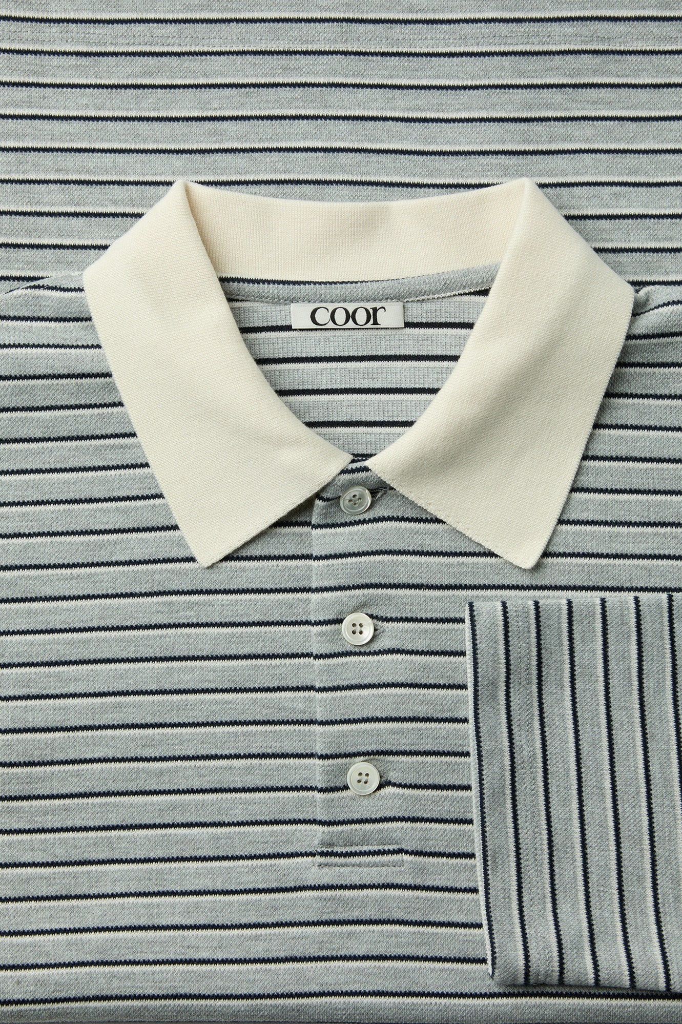 Multi-stripe pique polo shirt (Melange gray)