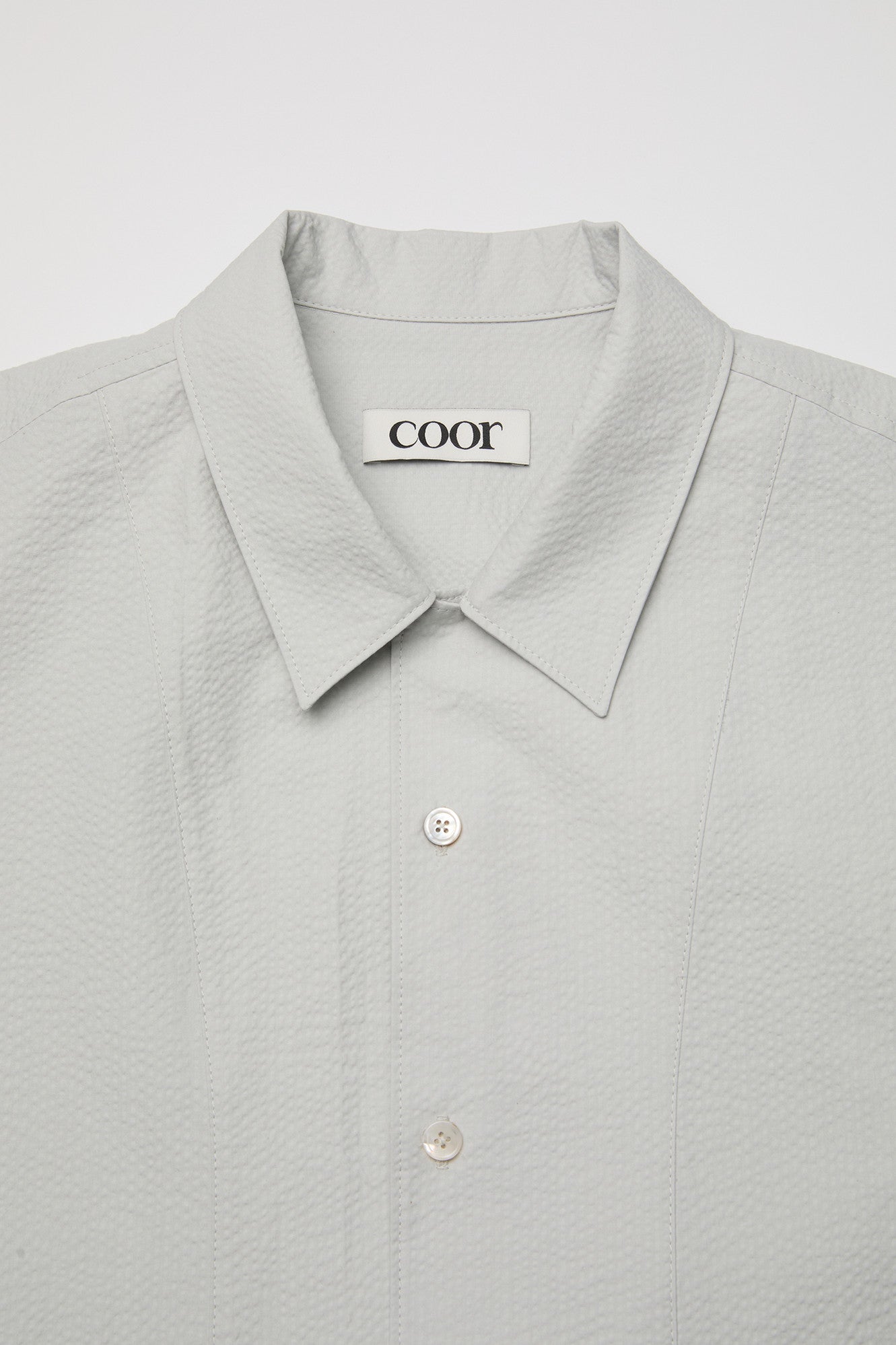 Panel line camp collar half shirt (Cool gray)