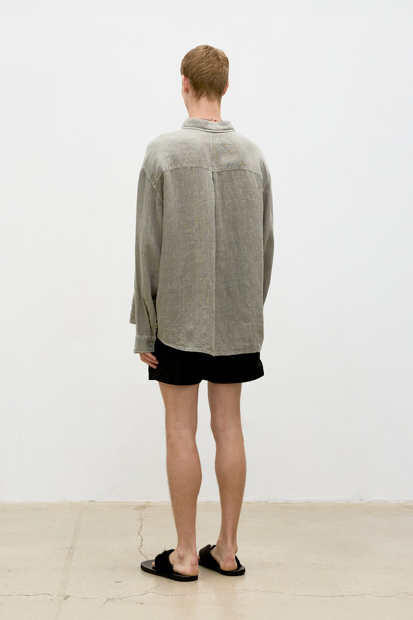 Linen dyed oversized shirt (Washed sand beige)