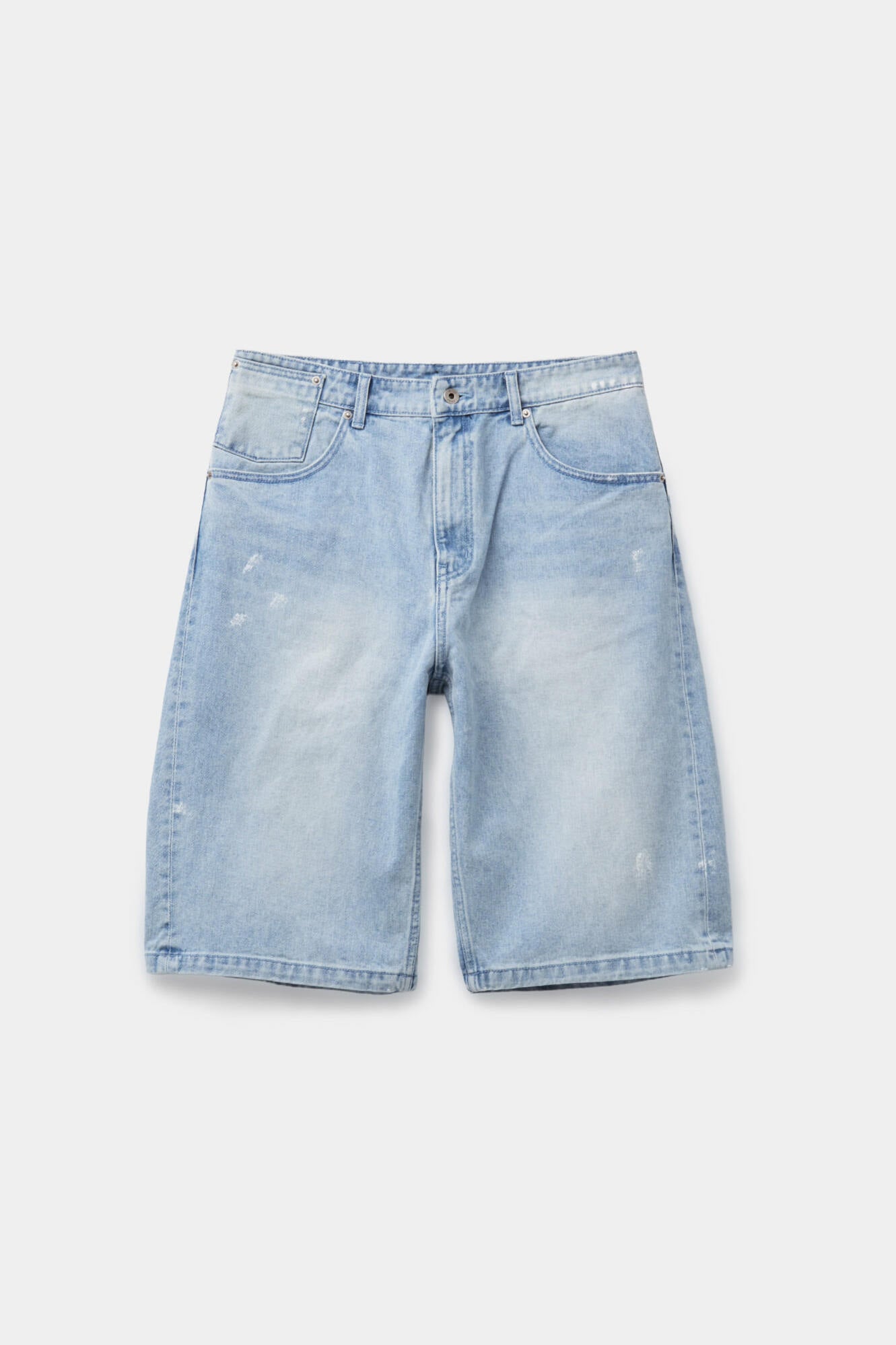 Painted washed bermuda jeans (Washed indigo)