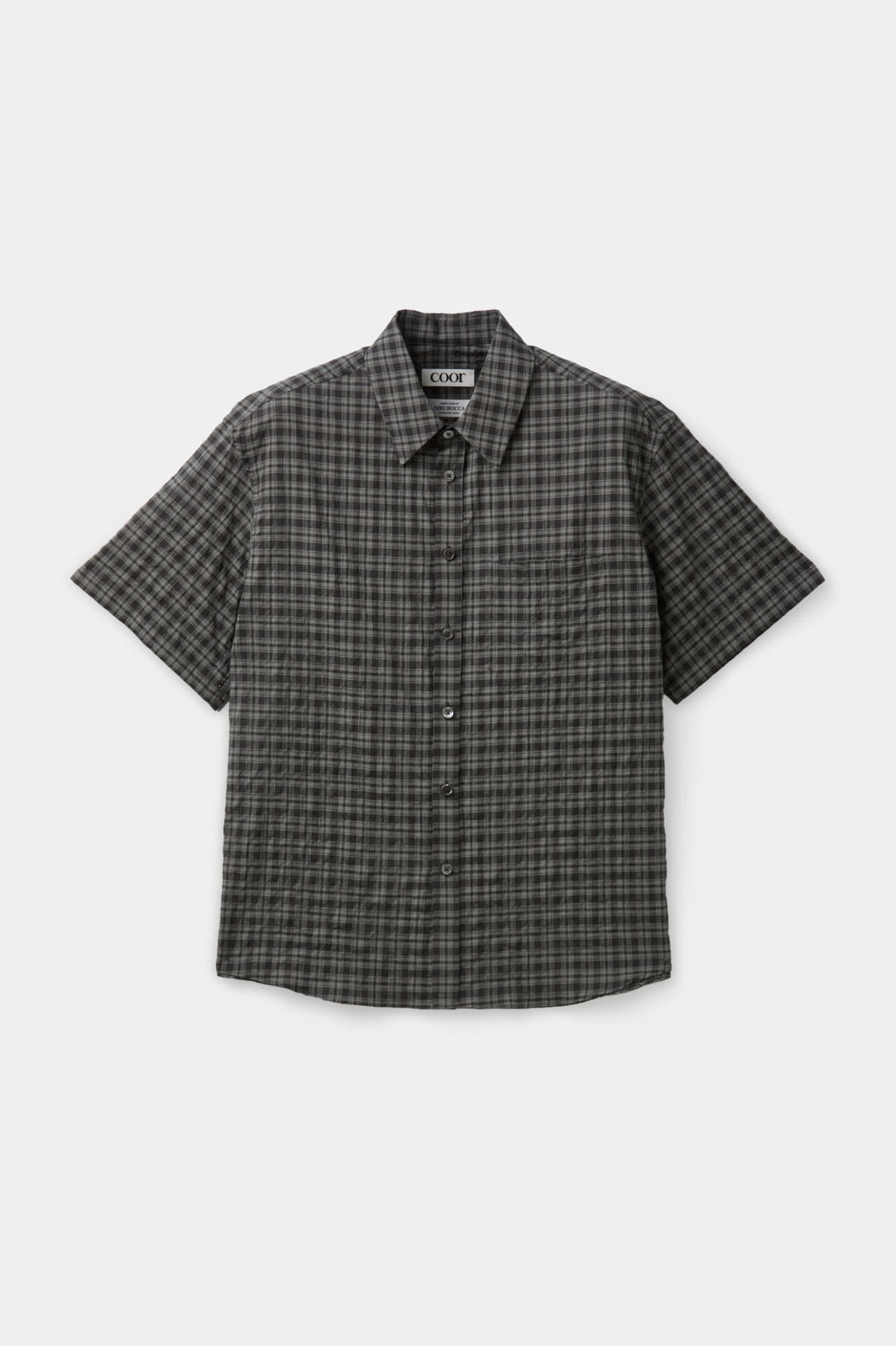 Alternative wrinkle check half shirt (Washed black)
