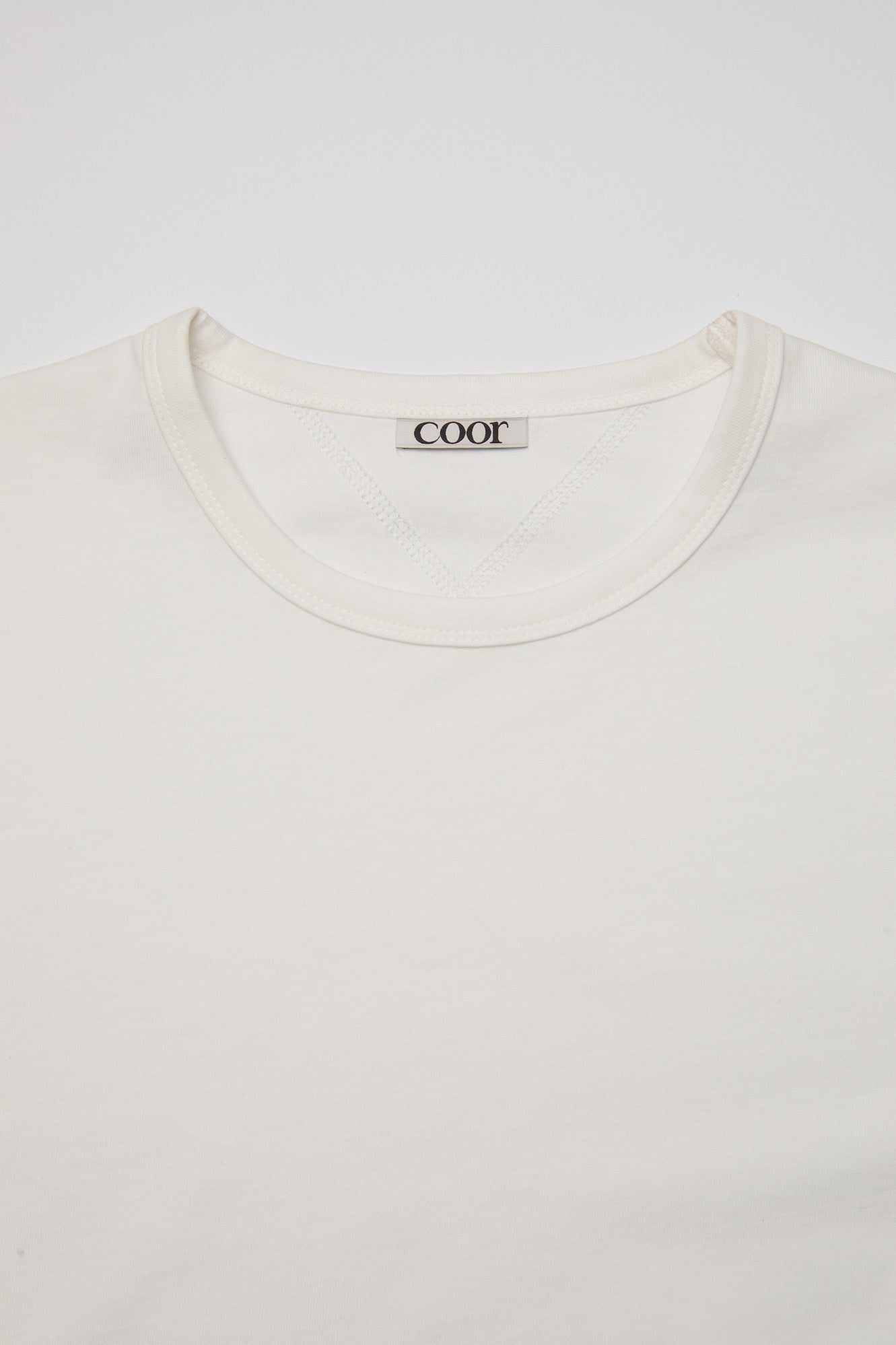 Chain stitch pointed crop t-shirt (Offwhite)