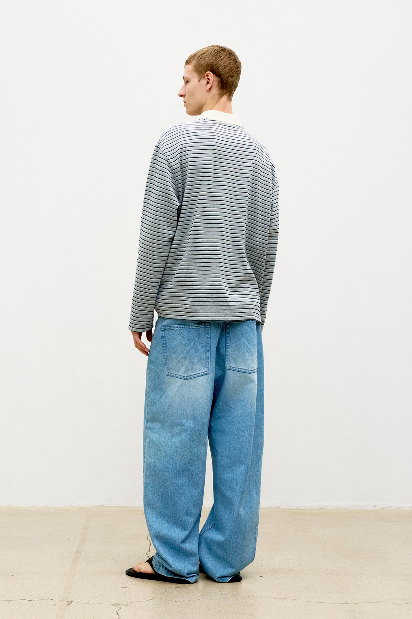 Multi-stripe pique polo shirt (Melange gray)