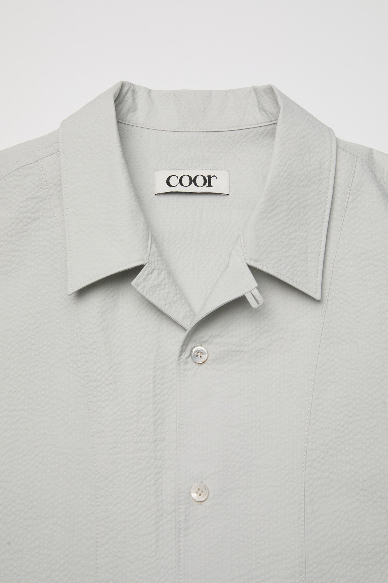 Panel line camp collar half shirt (Cool gray)