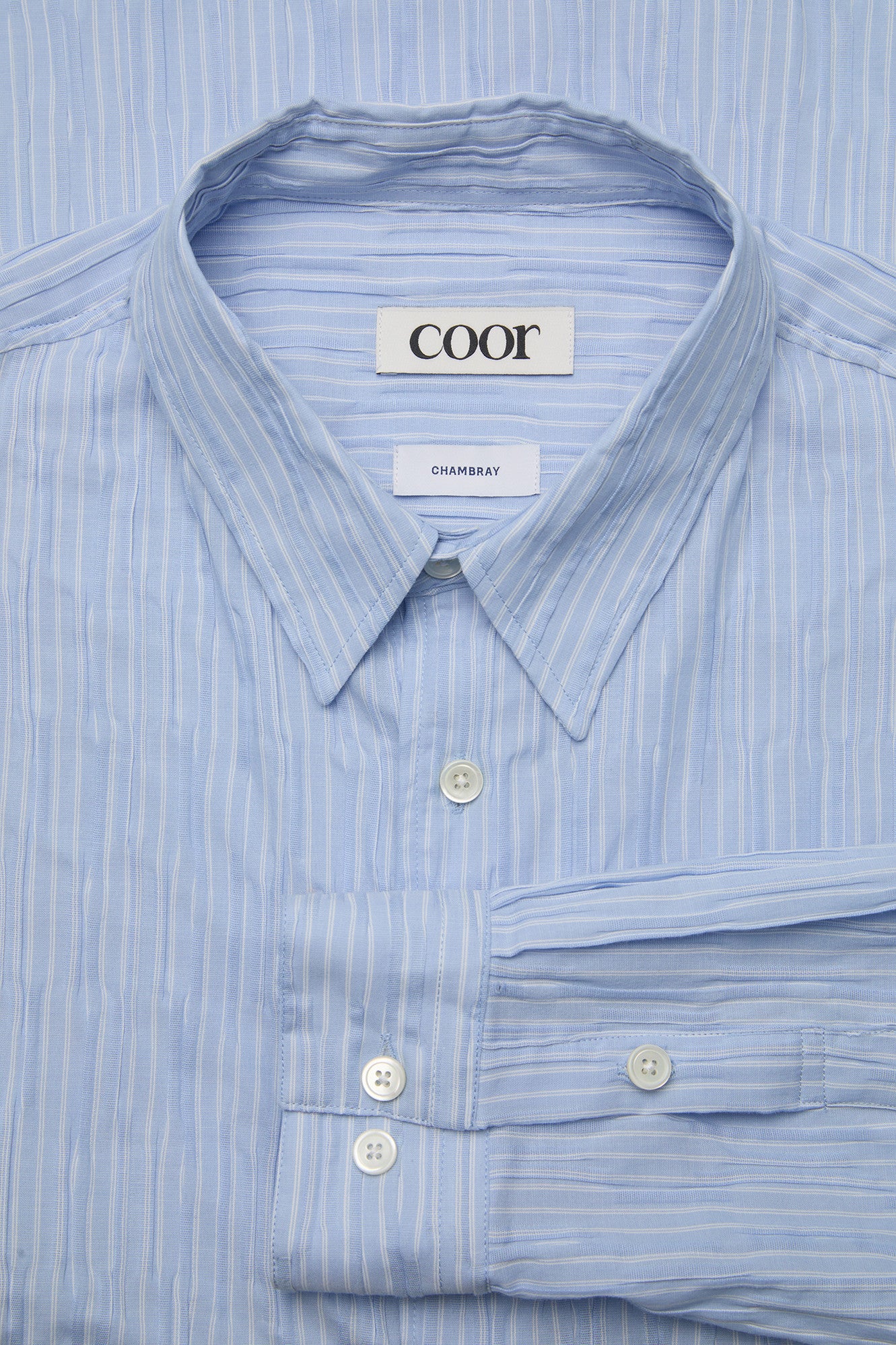 Semi-overfit wrinkle stripe shirt (Sky blue)