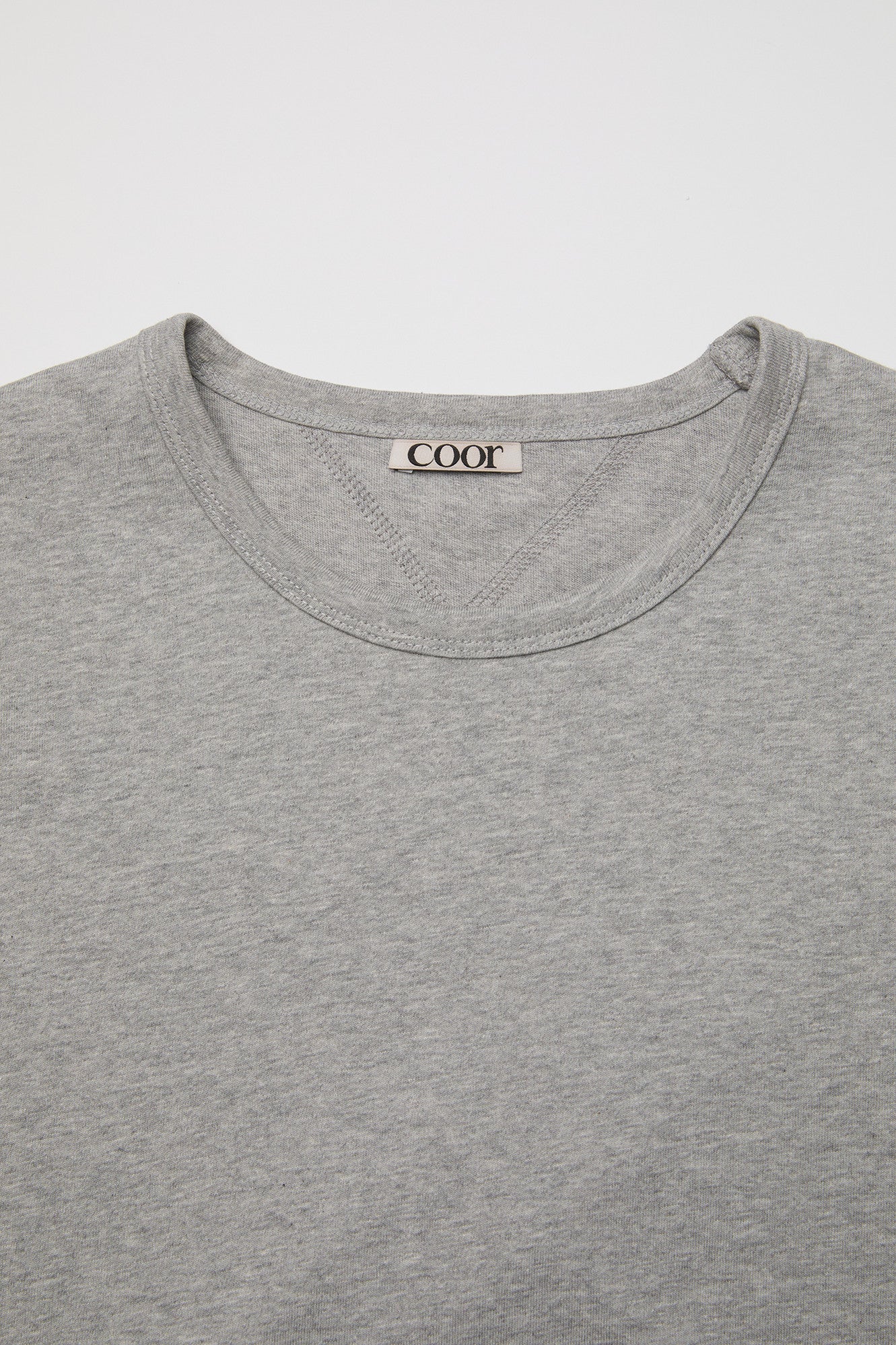 Chain stitch pointed crop t-shirt (Melange gray)
