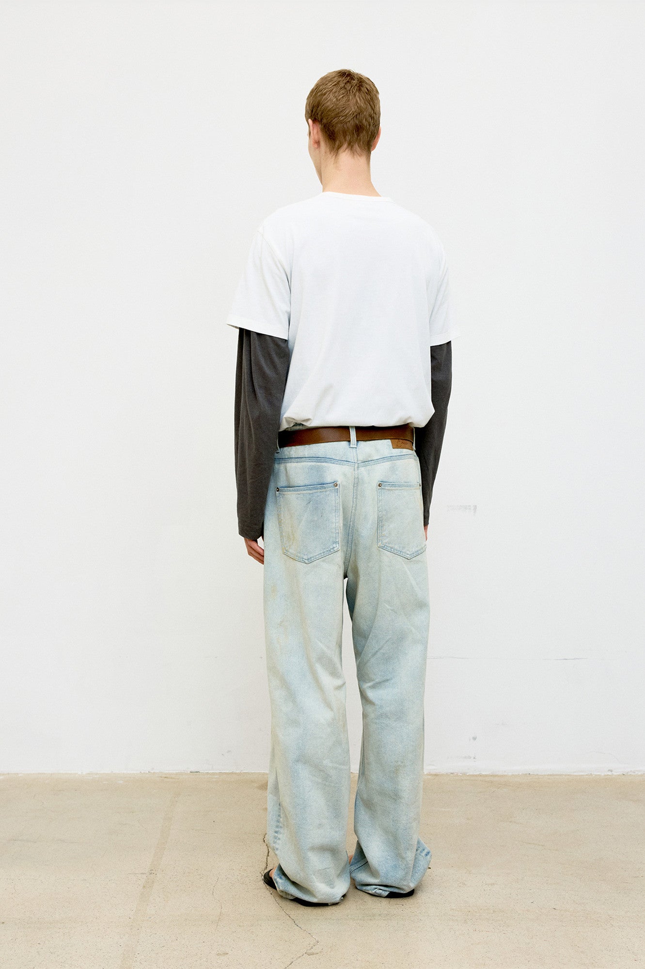 Chain stitch pointed crop t-shirt (Offwhite)