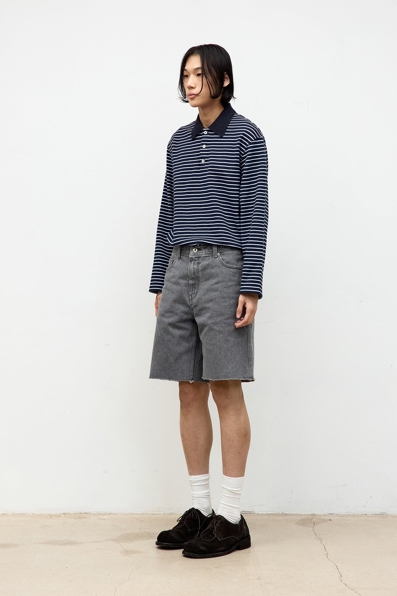 Multi-stripe pique polo shirt (Navy)
