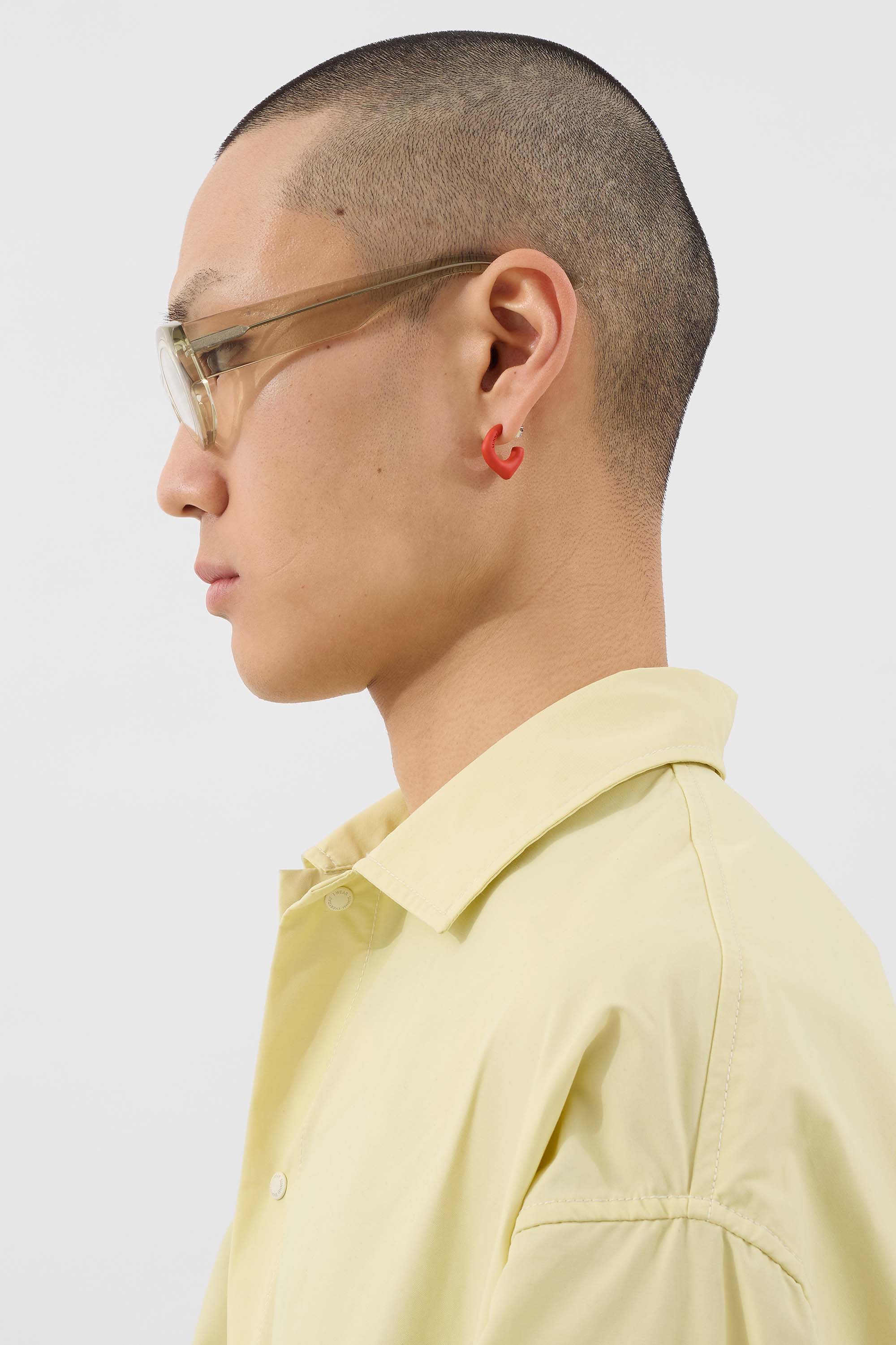 SINGLE METALLIZED EARRING / orange matte