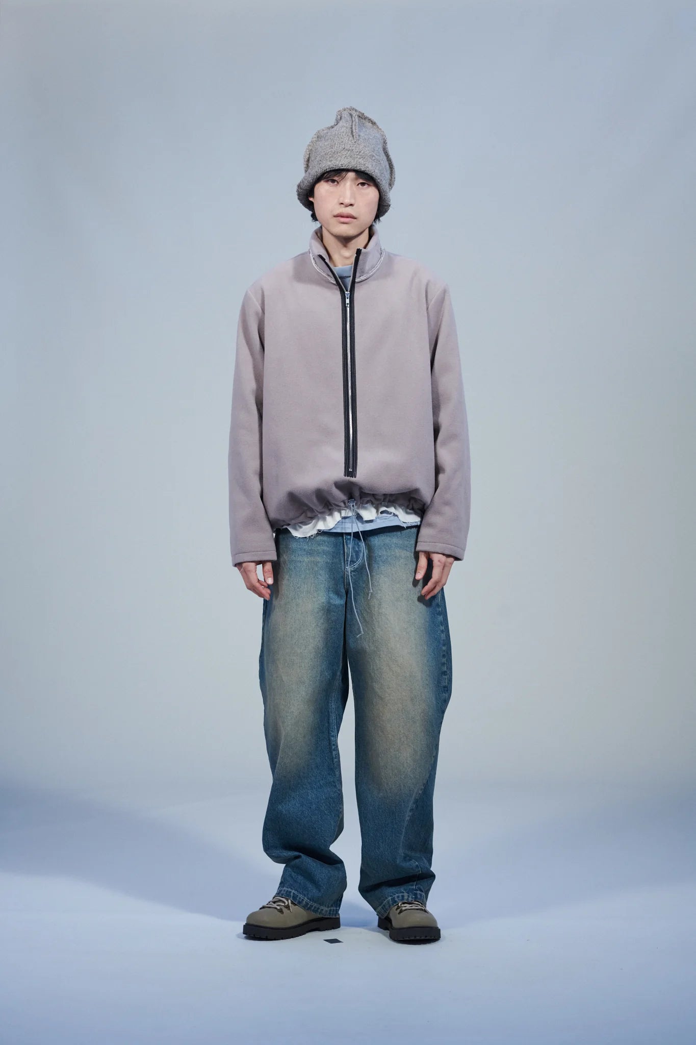 CF.22.09.05.03 FLEECE ANORAK pilled wool fleece sand