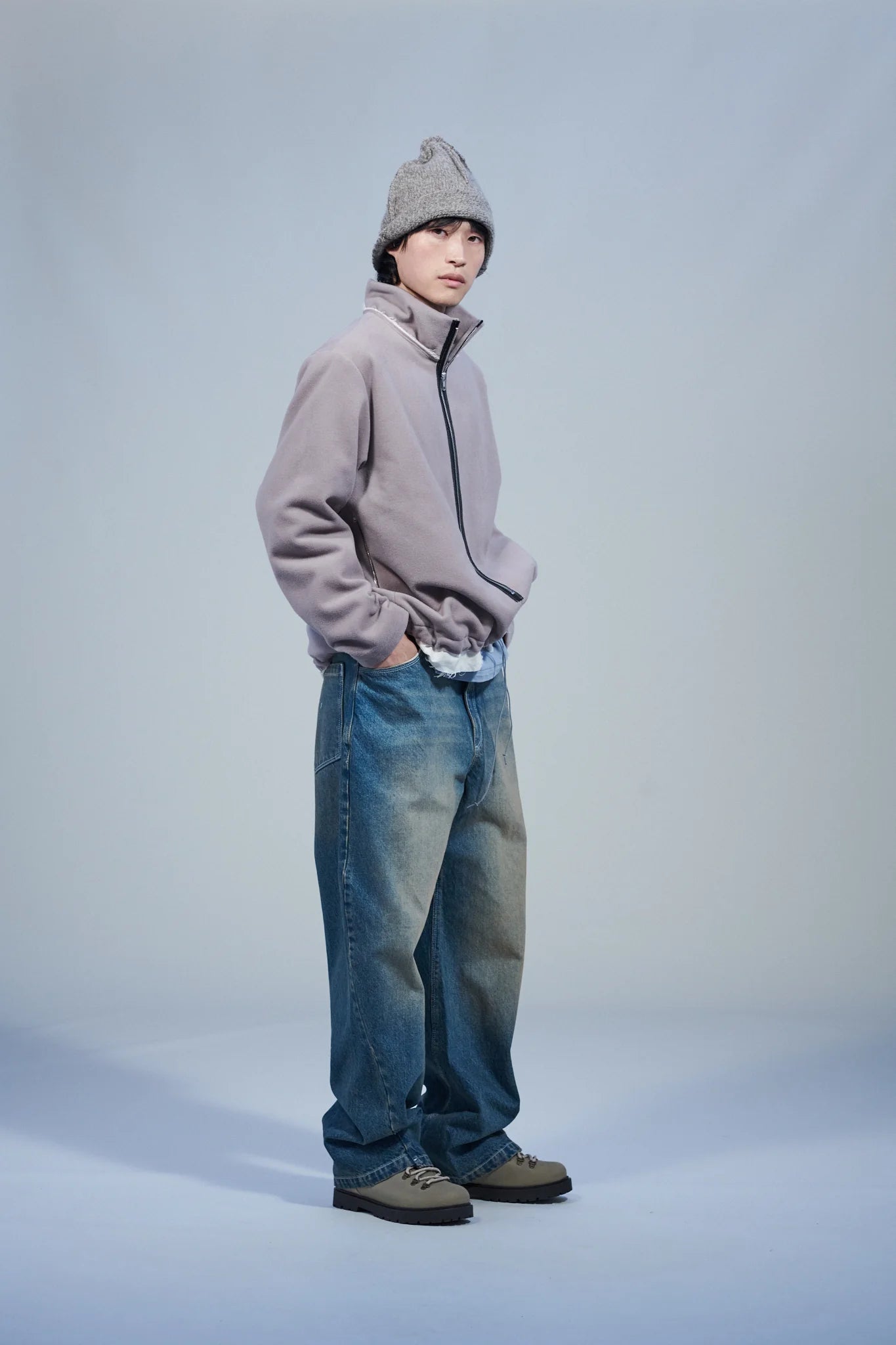 CF.22.09.05.03 FLEECE ANORAK pilled wool fleece sand