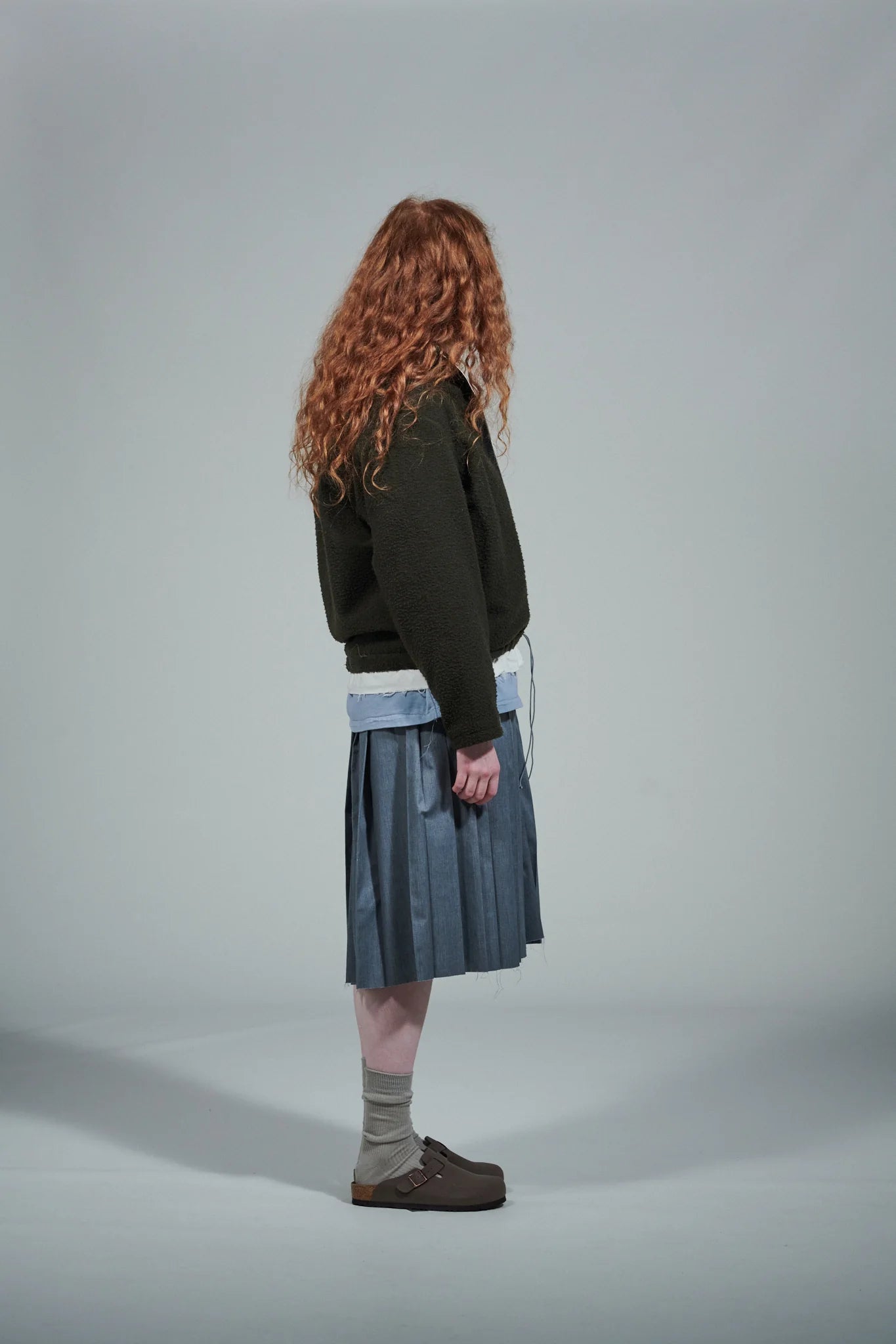 CF.22.09.05.02 FLEECE ANORAK pilled wool fleece green