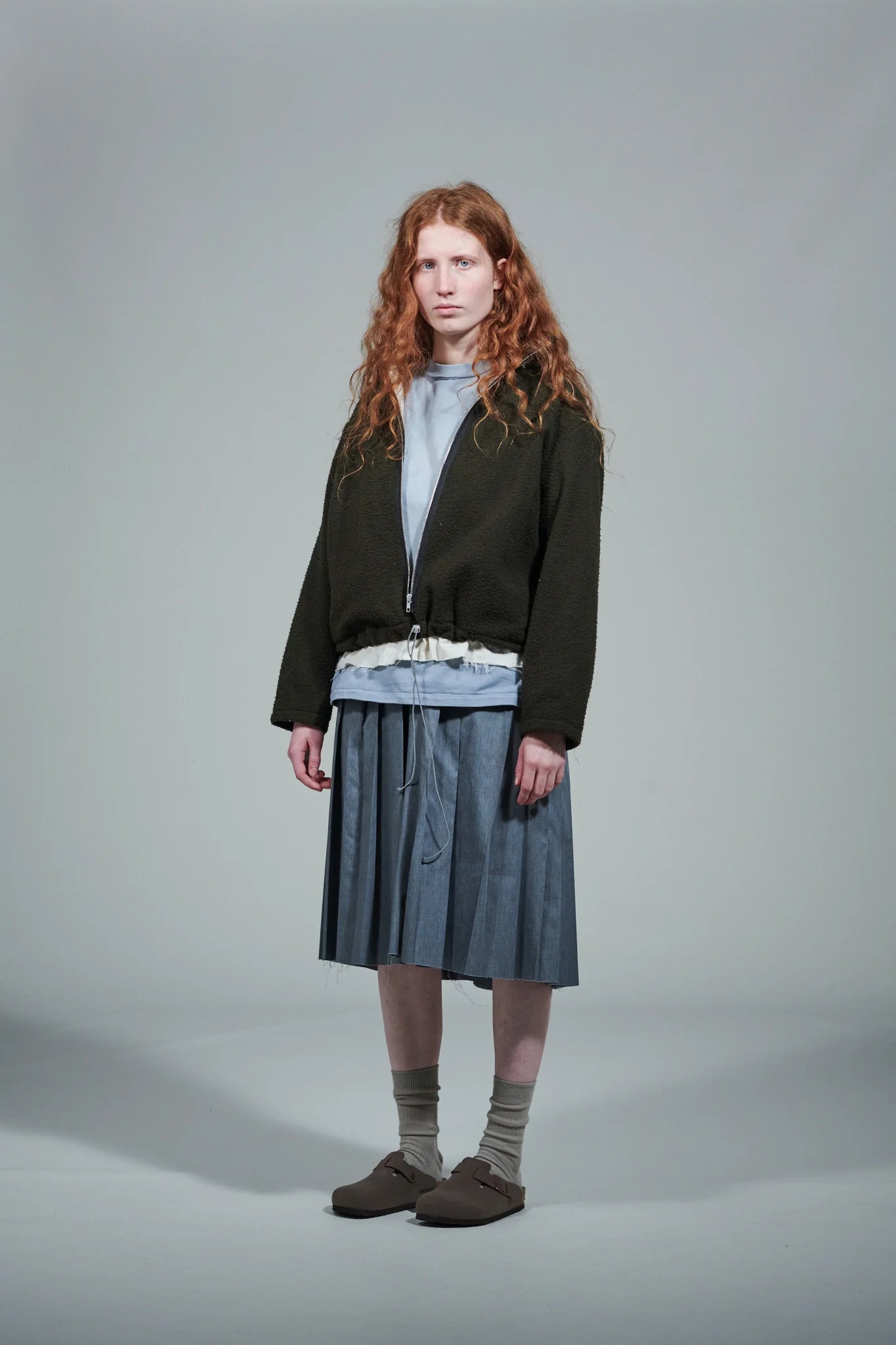 CF.22.09.05.02 FLEECE ANORAK pilled wool fleece green