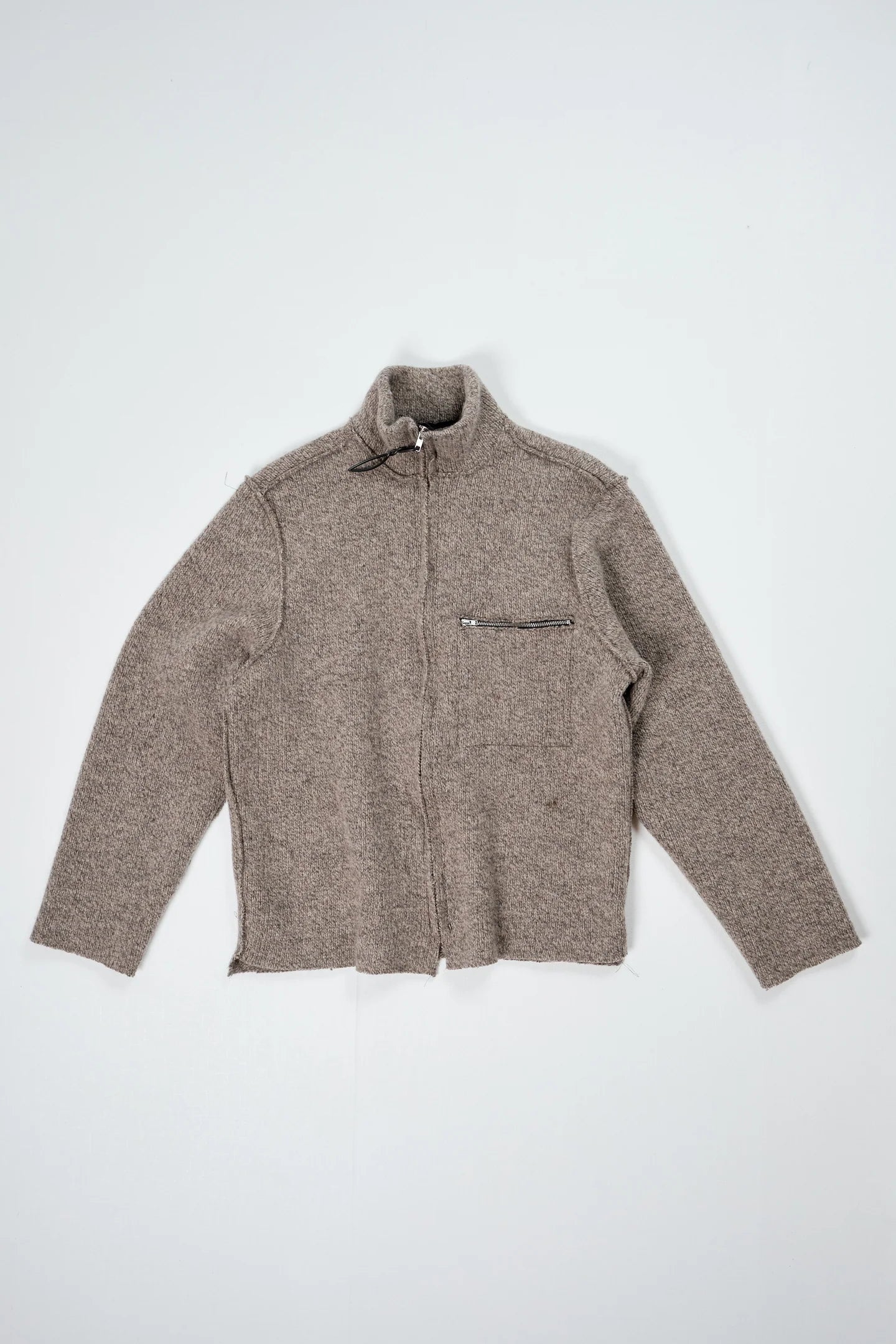 CF.22.03.06.03 ZIP-UP KNIT heavy rib melange brown