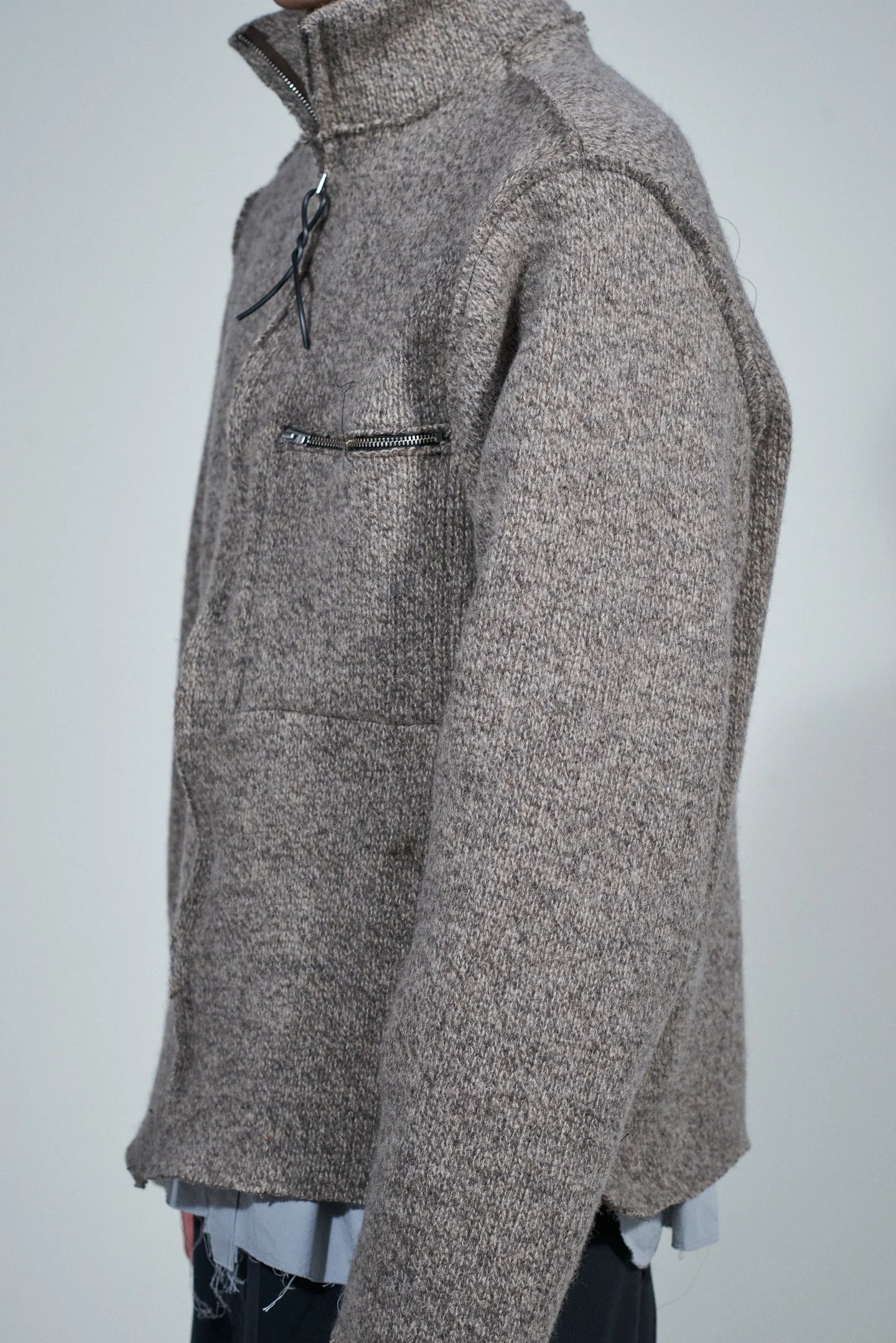 CF.22.03.06.03 ZIP-UP KNIT heavy rib melange brown