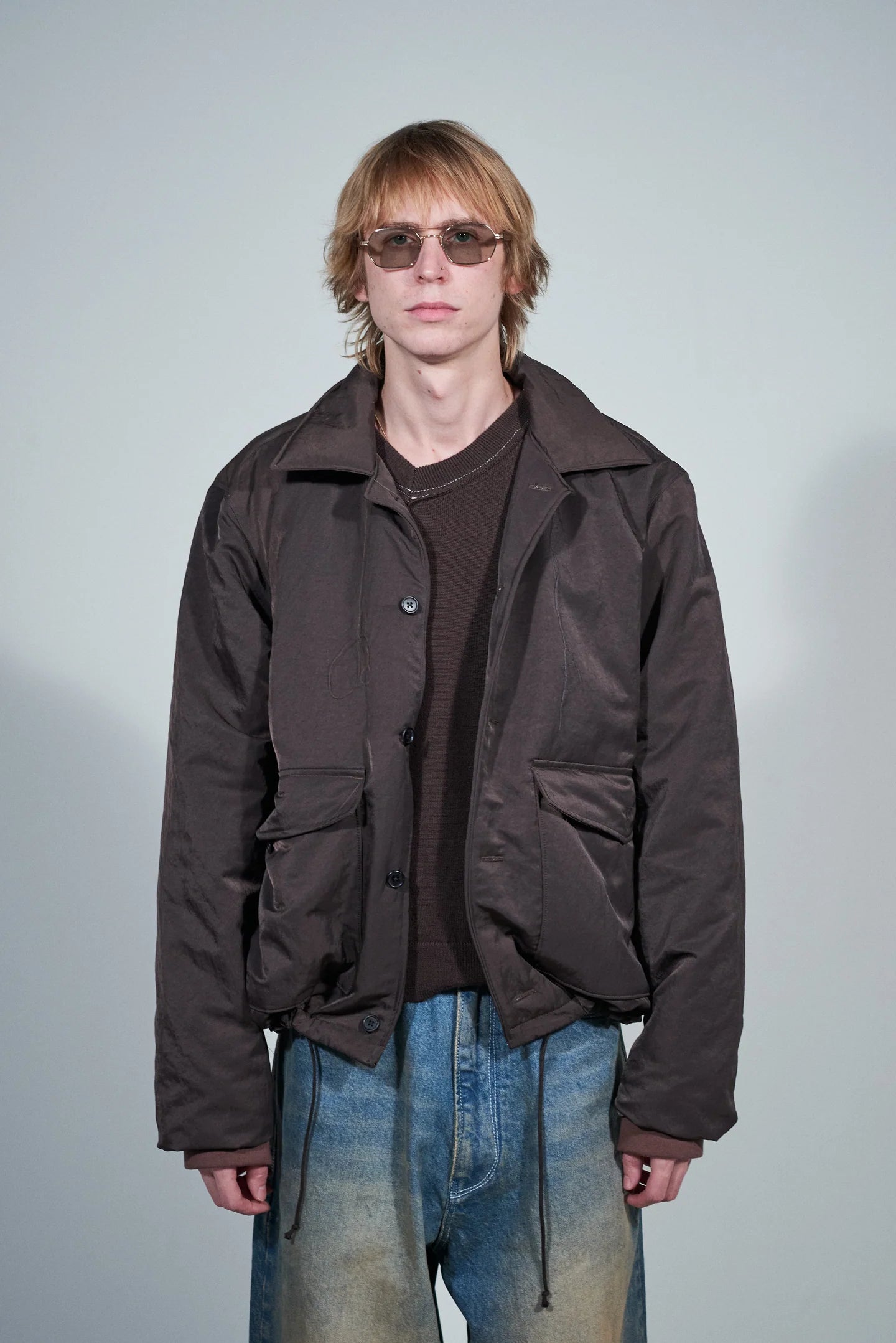 CF.22.10.05.01 PUFFED SIMPLE JACKET technical nylon brown