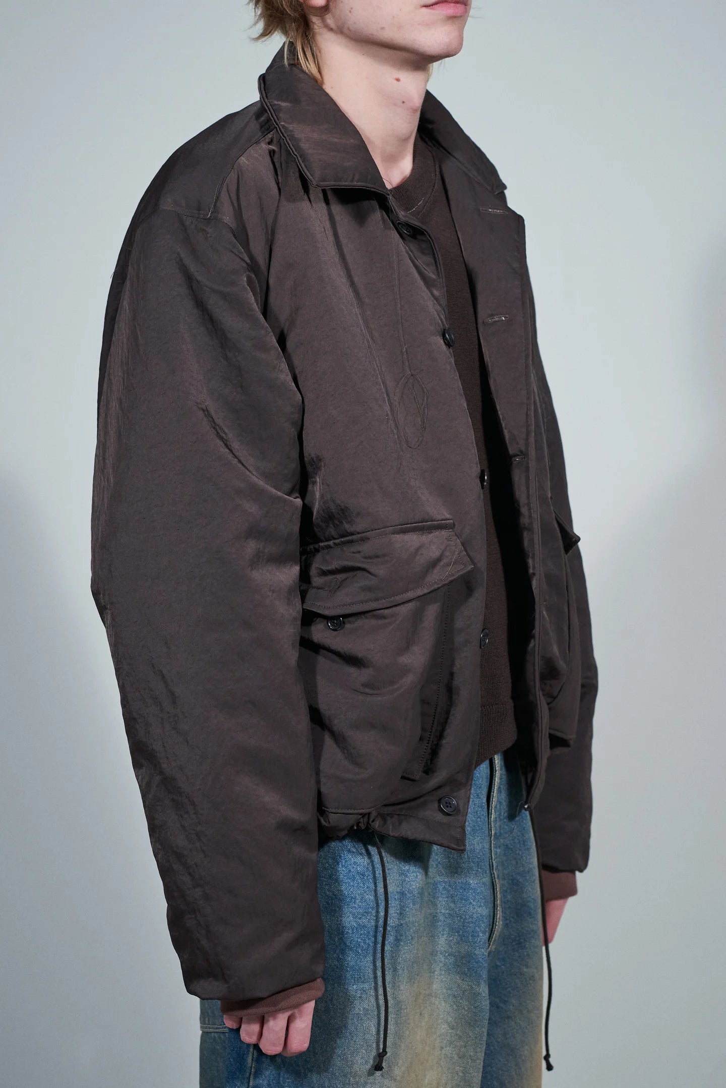 CF.22.10.05.01 PUFFED SIMPLE JACKET technical nylon brown