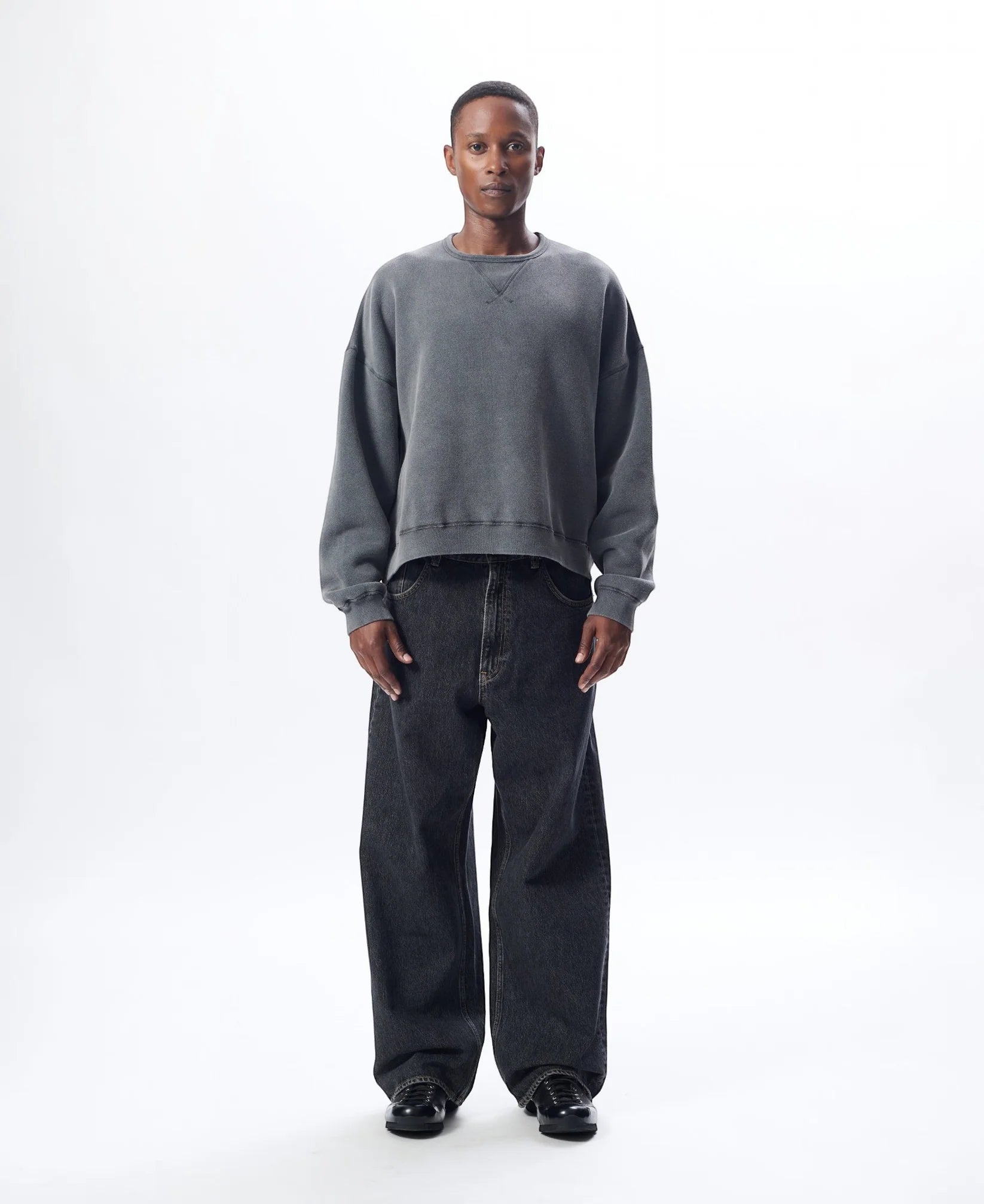 CREW SWEAT - 950 ANTRACITE WASHED