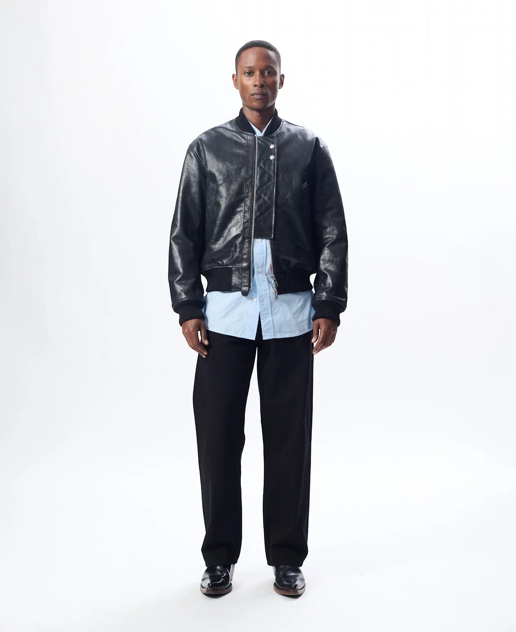 LEATHER FLIGHT JACKET - 999 BLACK