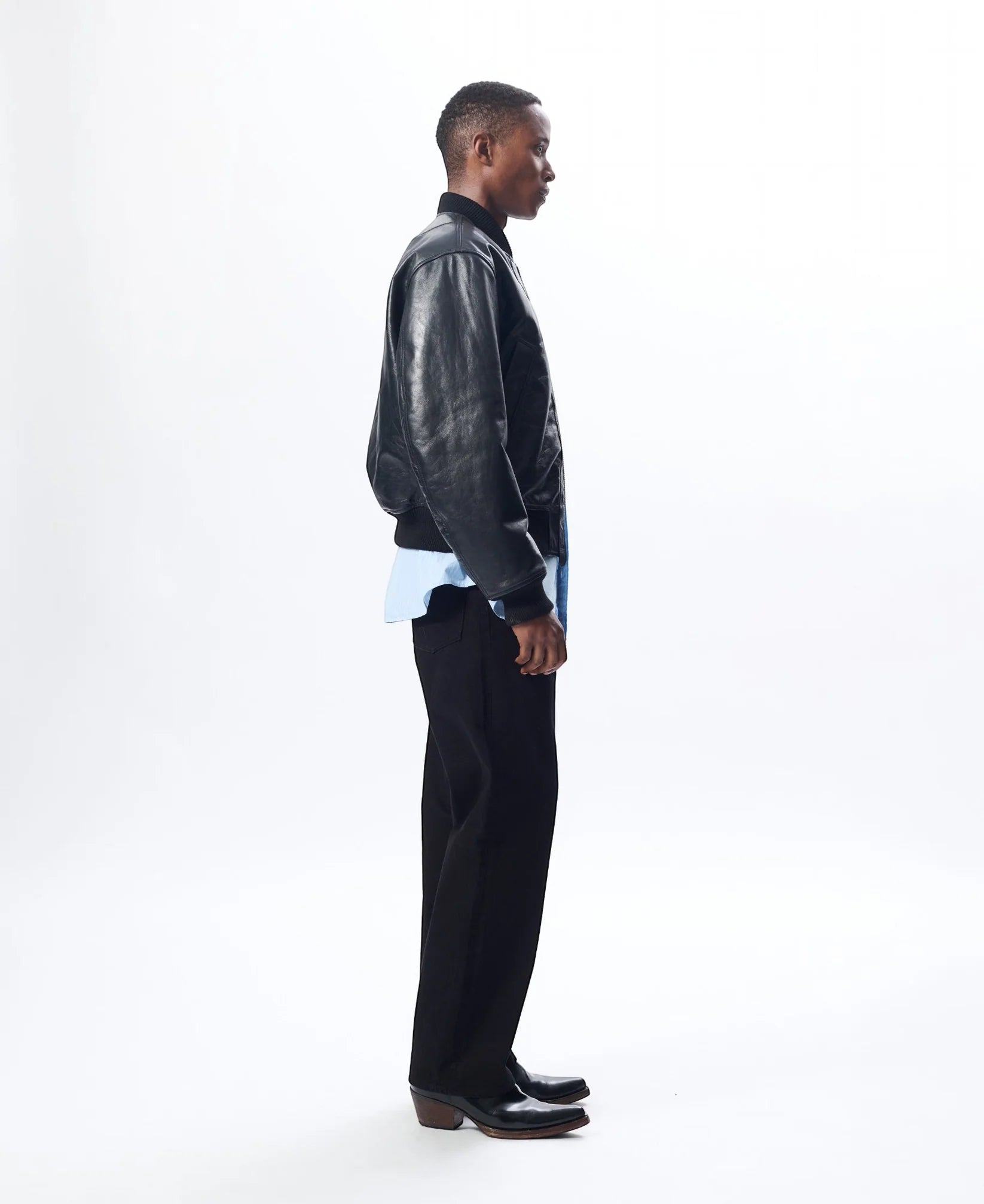 LEATHER FLIGHT JACKET - 999 BLACK