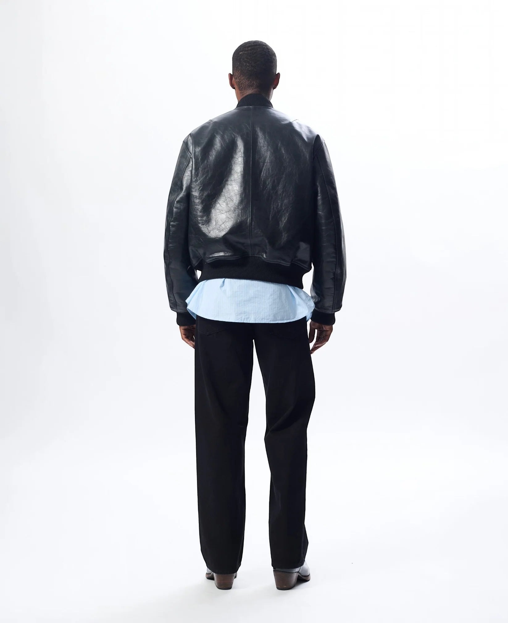 LEATHER FLIGHT JACKET - 999 BLACK