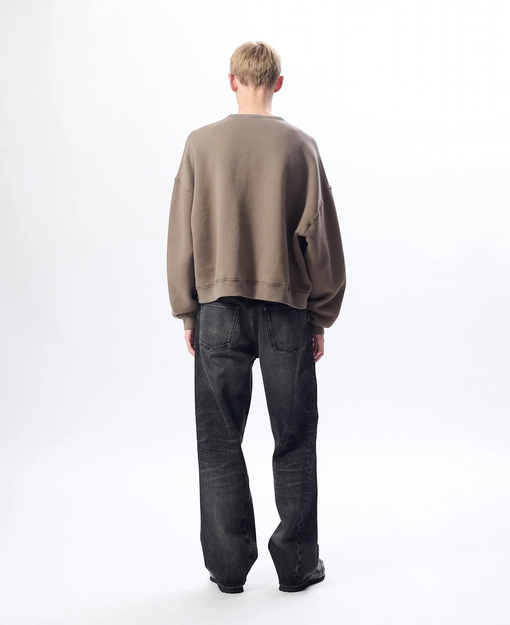 CREW SWEAT - 160 BROWN WASHED