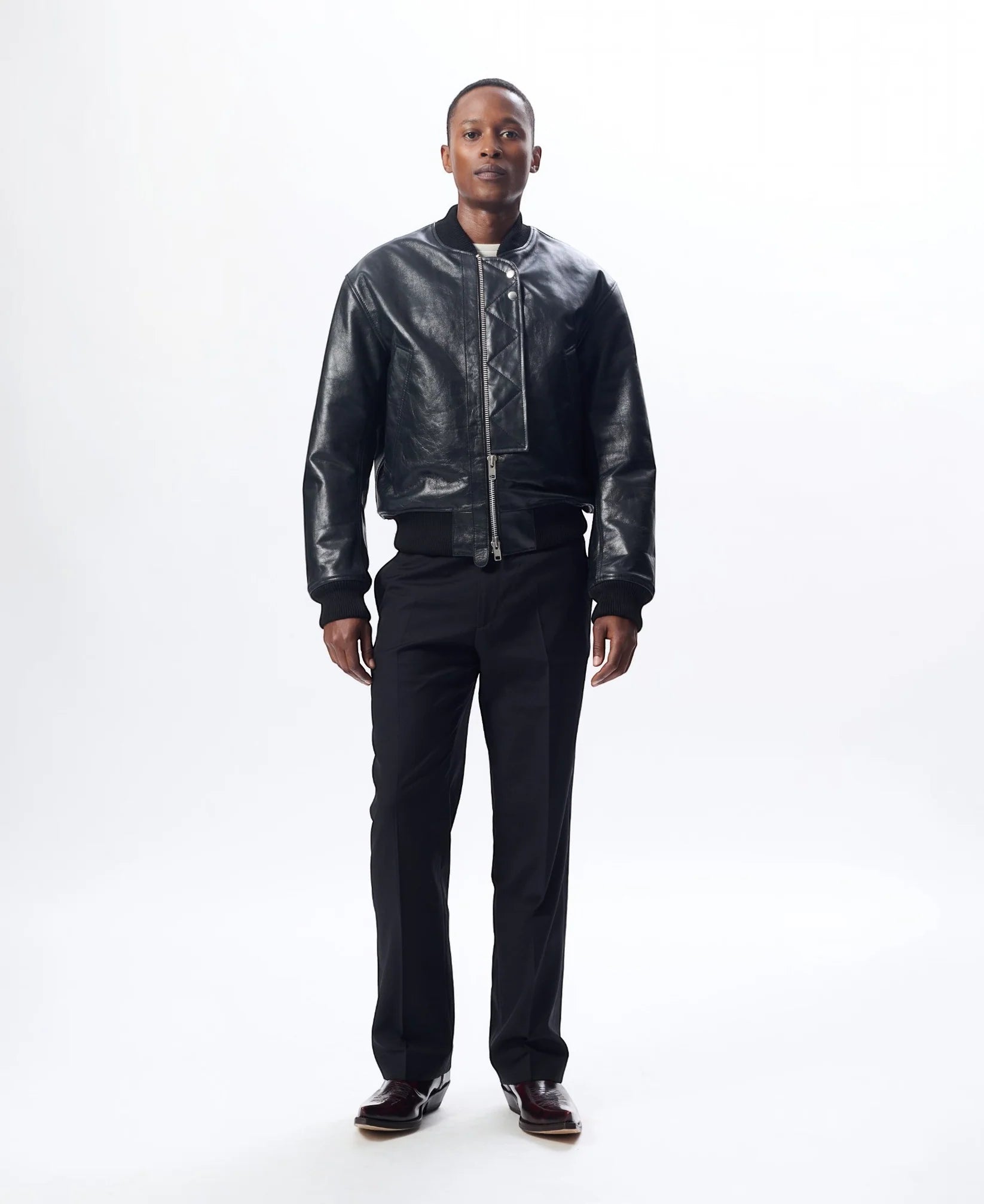 LEATHER FLIGHT JACKET - 999 BLACK