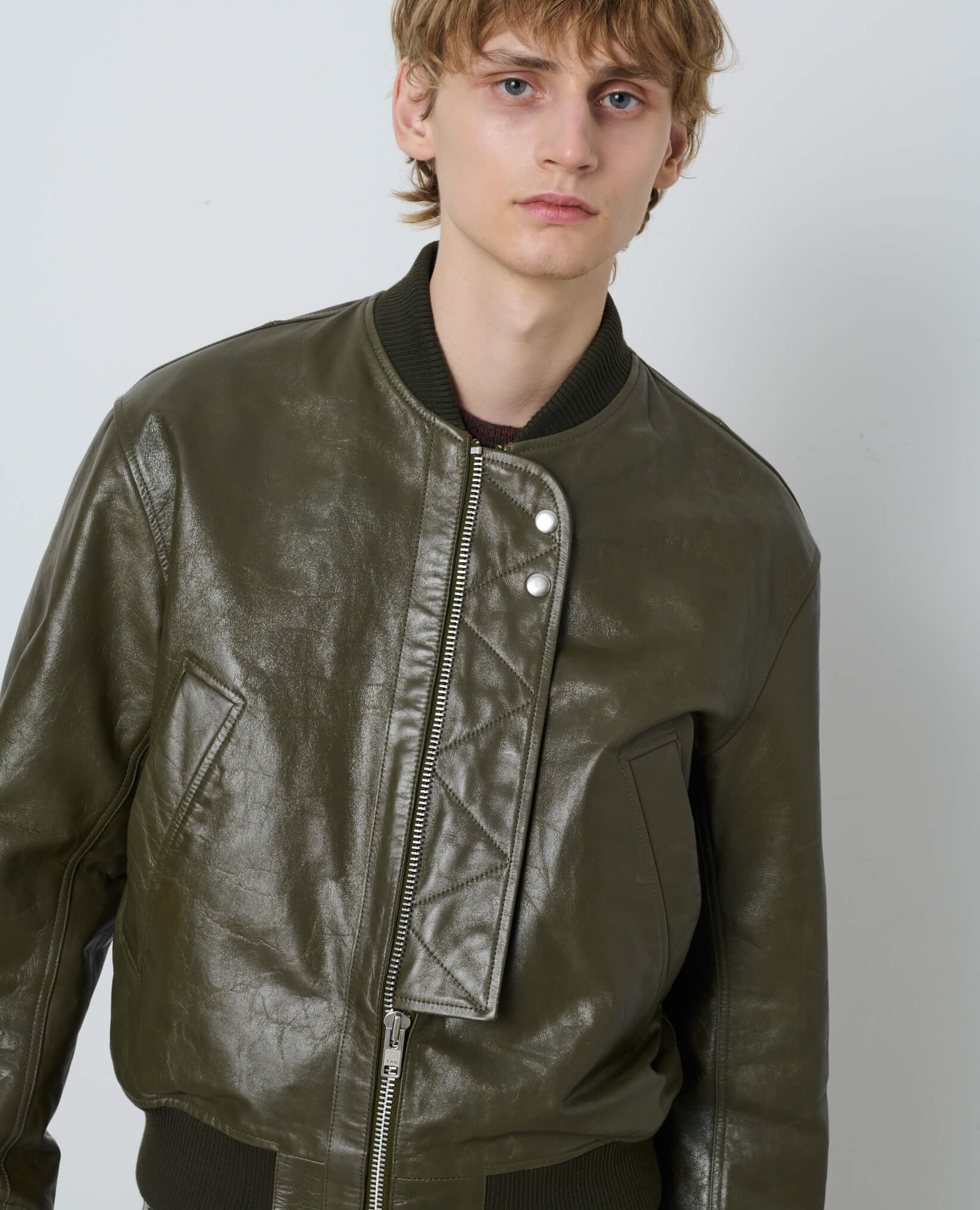 LEATHER FLIGHT JACKET - 320 GREEN