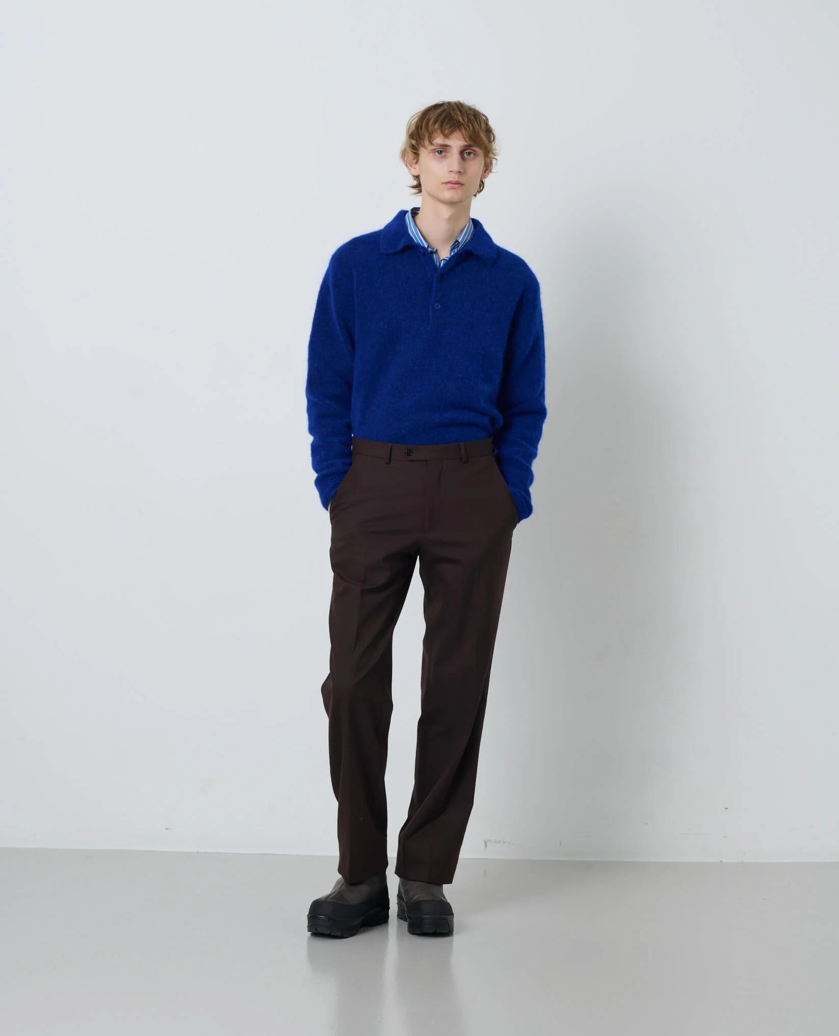 MOHAIR POLO - 200 KLEIN BLUE