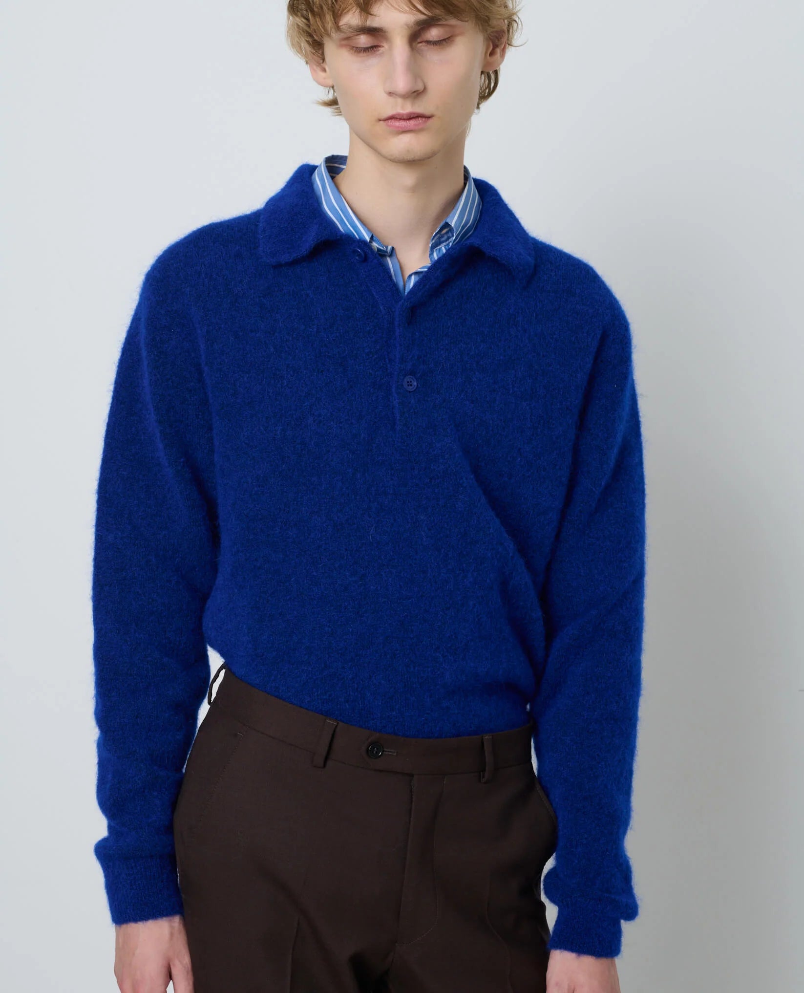 MOHAIR POLO - 200 KLEIN BLUE