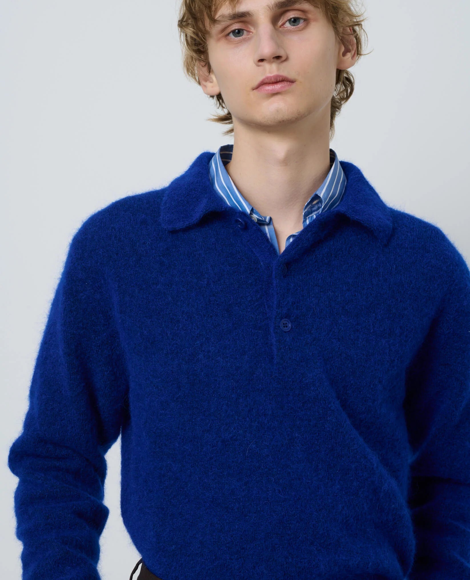 MOHAIR POLO - 200 KLEIN BLUE