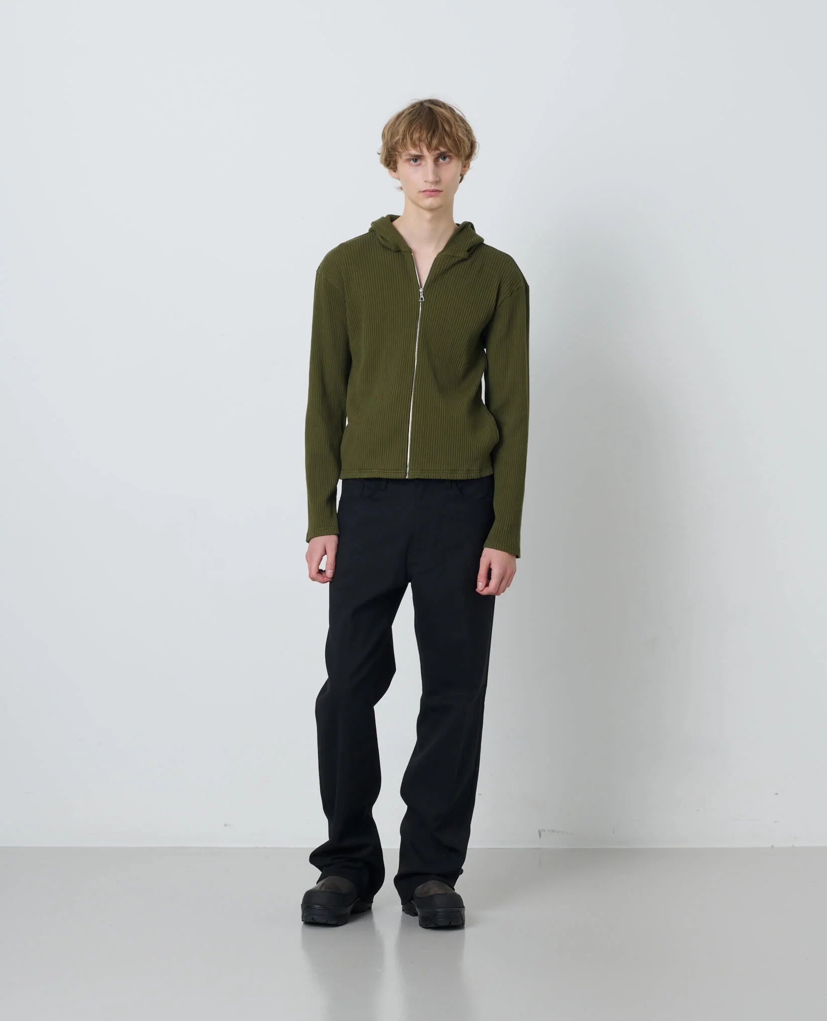 RIB ZIP SWEAT - 330 GREEN