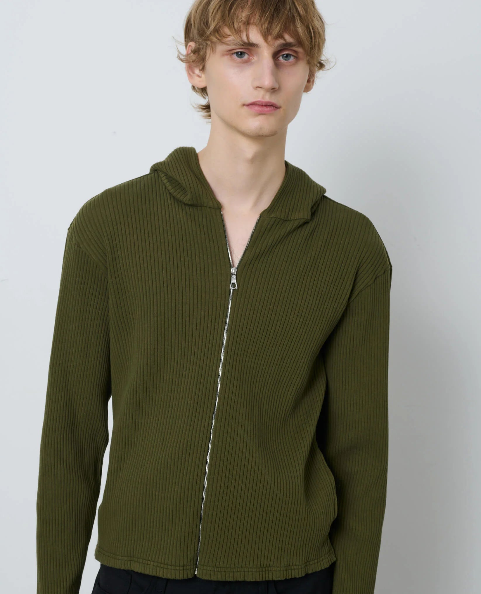 RIB ZIP SWEAT - 330 GREEN