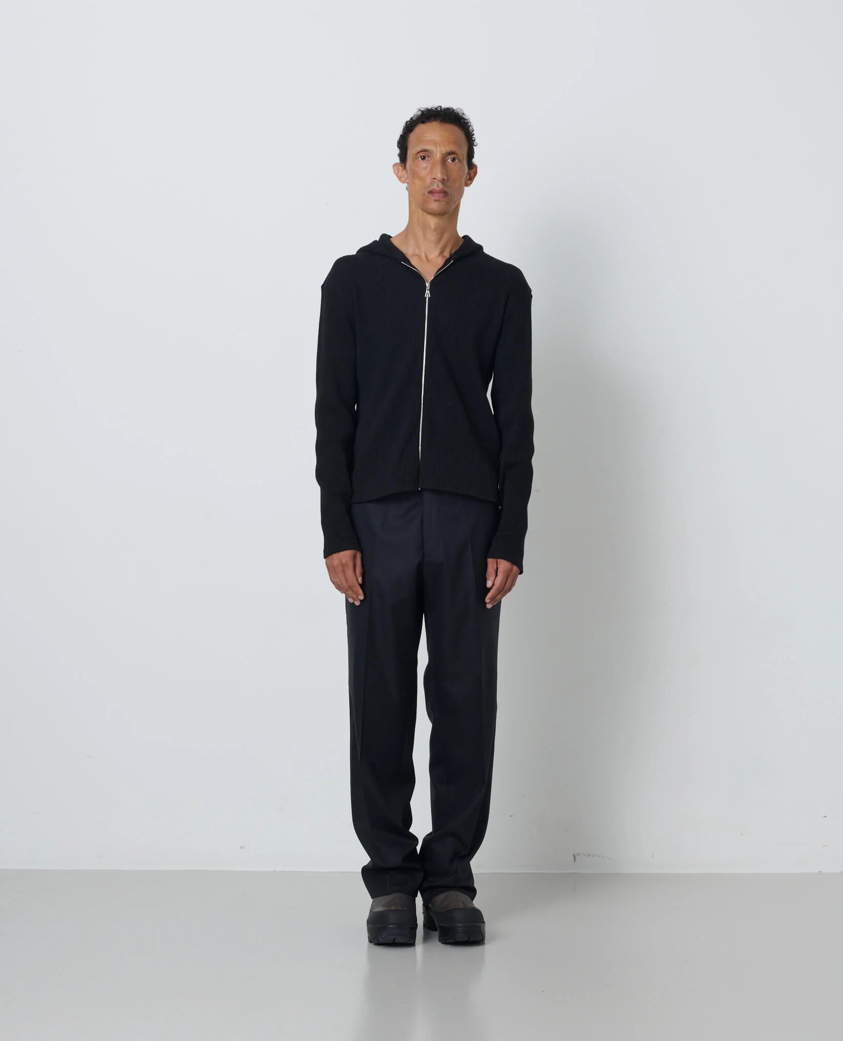 RIB ZIP SWEAT - 999 BLACK