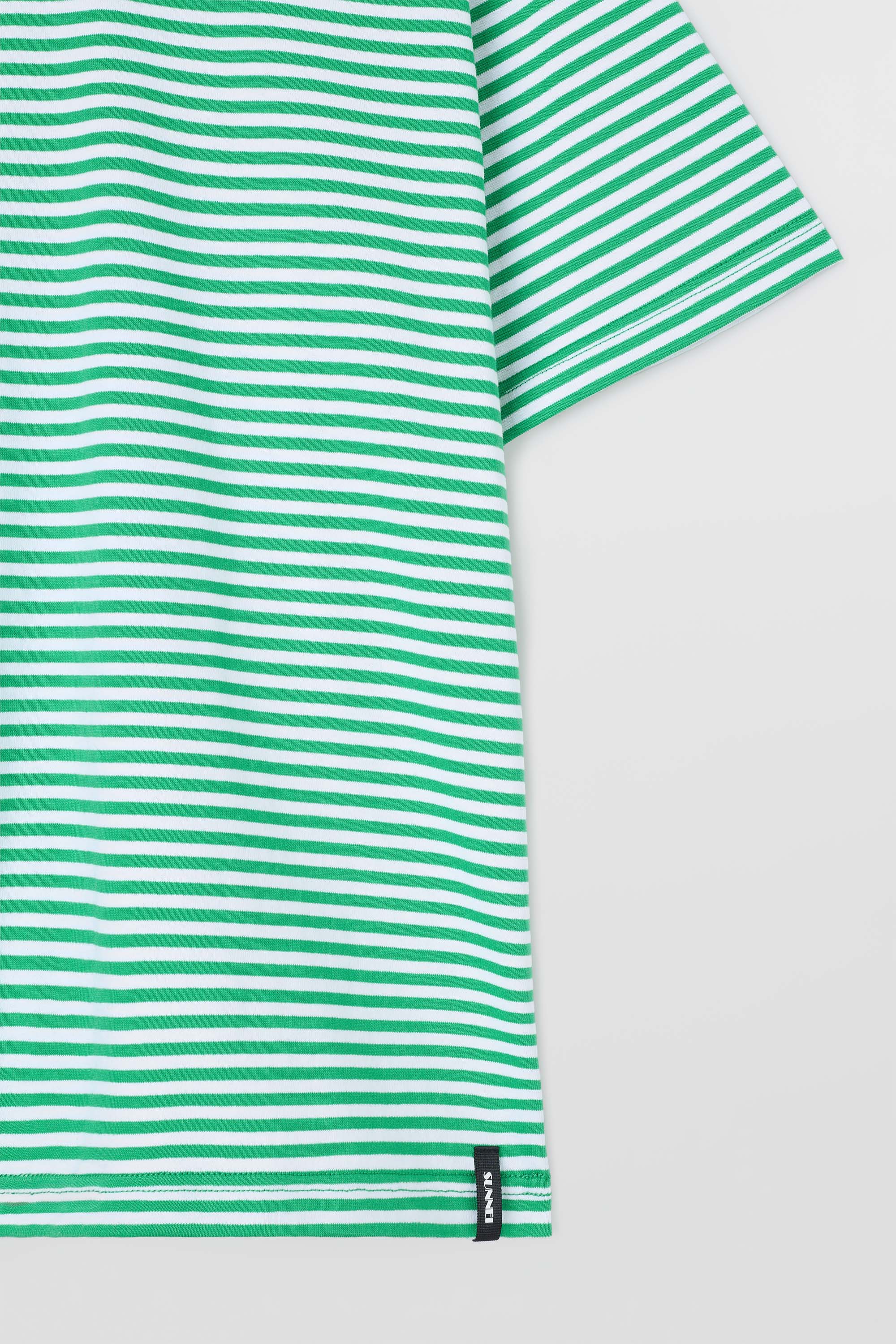 OVER T-SHIRT / off white & bright green stripes