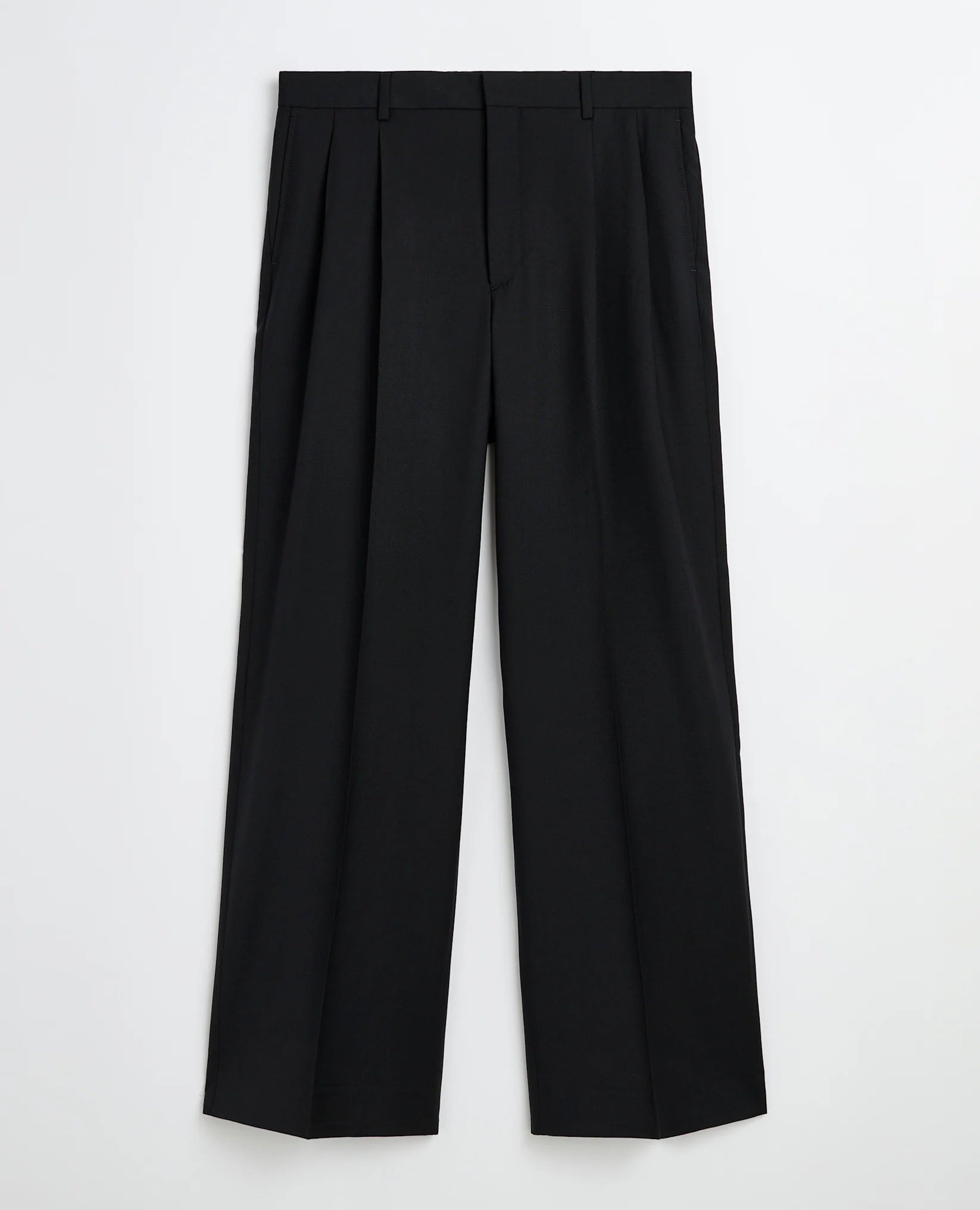 WIDE PLEATED TROUSER TROPICAL WOOL - 999 BLACK