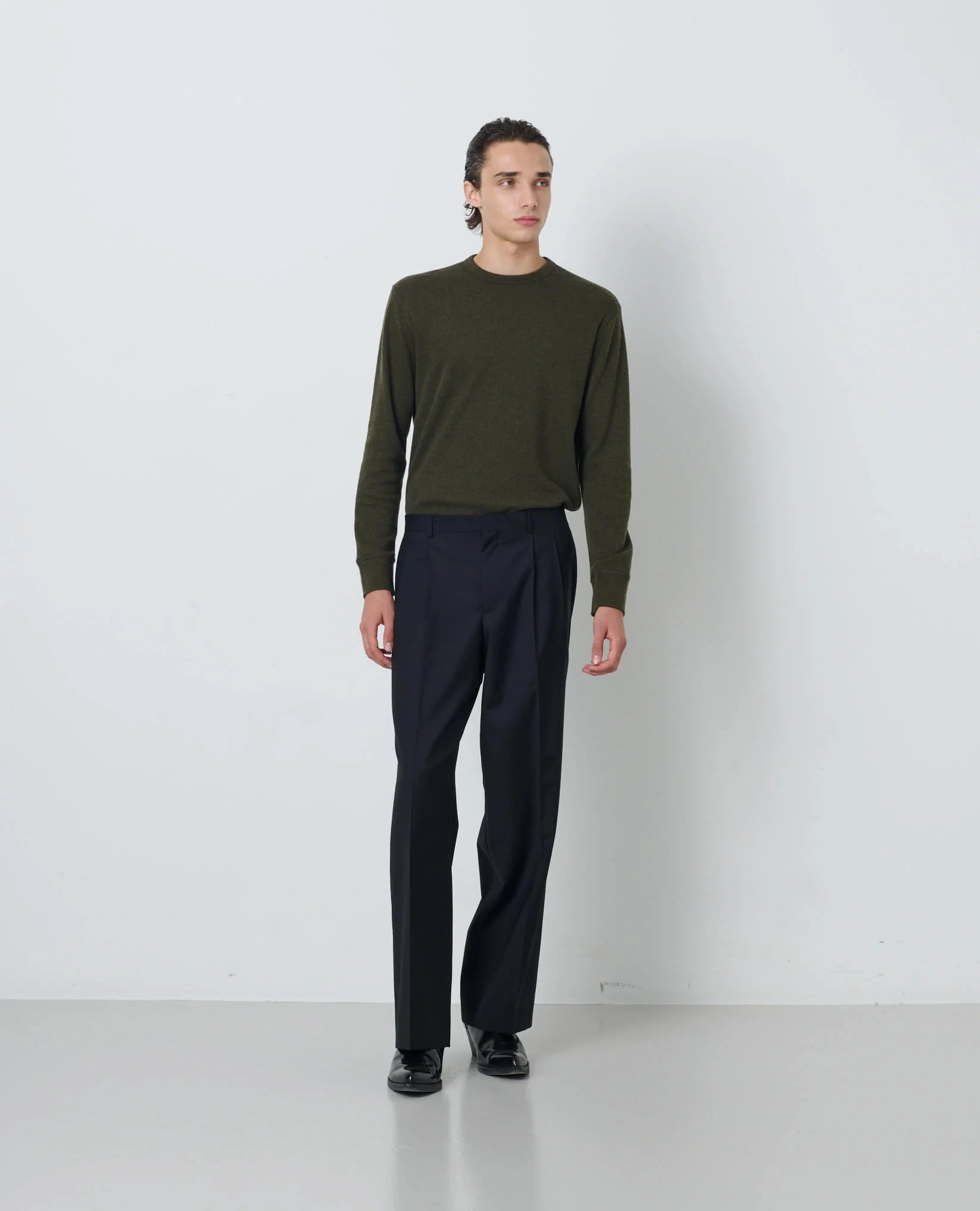 WIDE PLEATED TROUSER TROPICAL WOOL - 999 BLACK