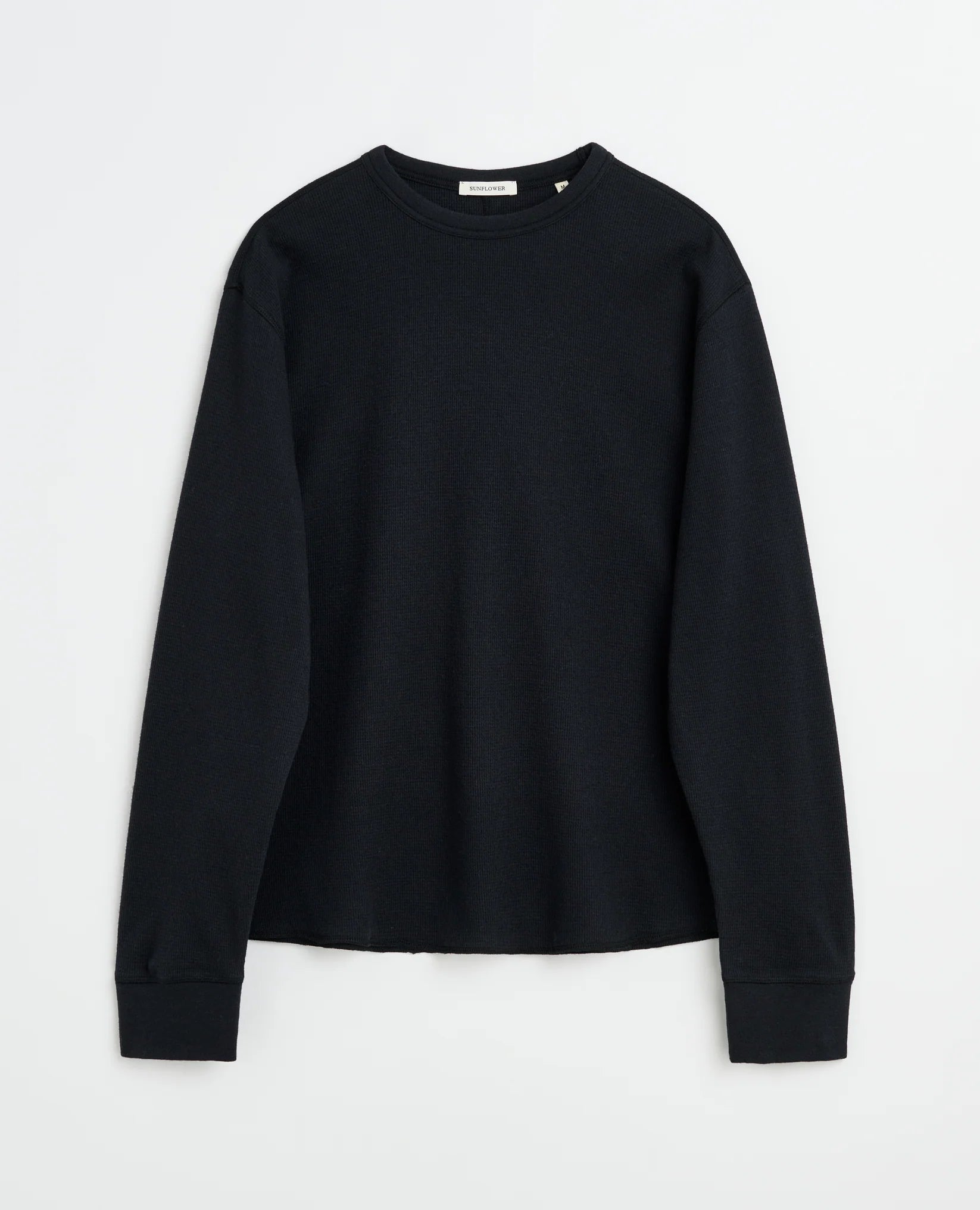 WOOL WAFFLE TEE LS - 999 BLACK