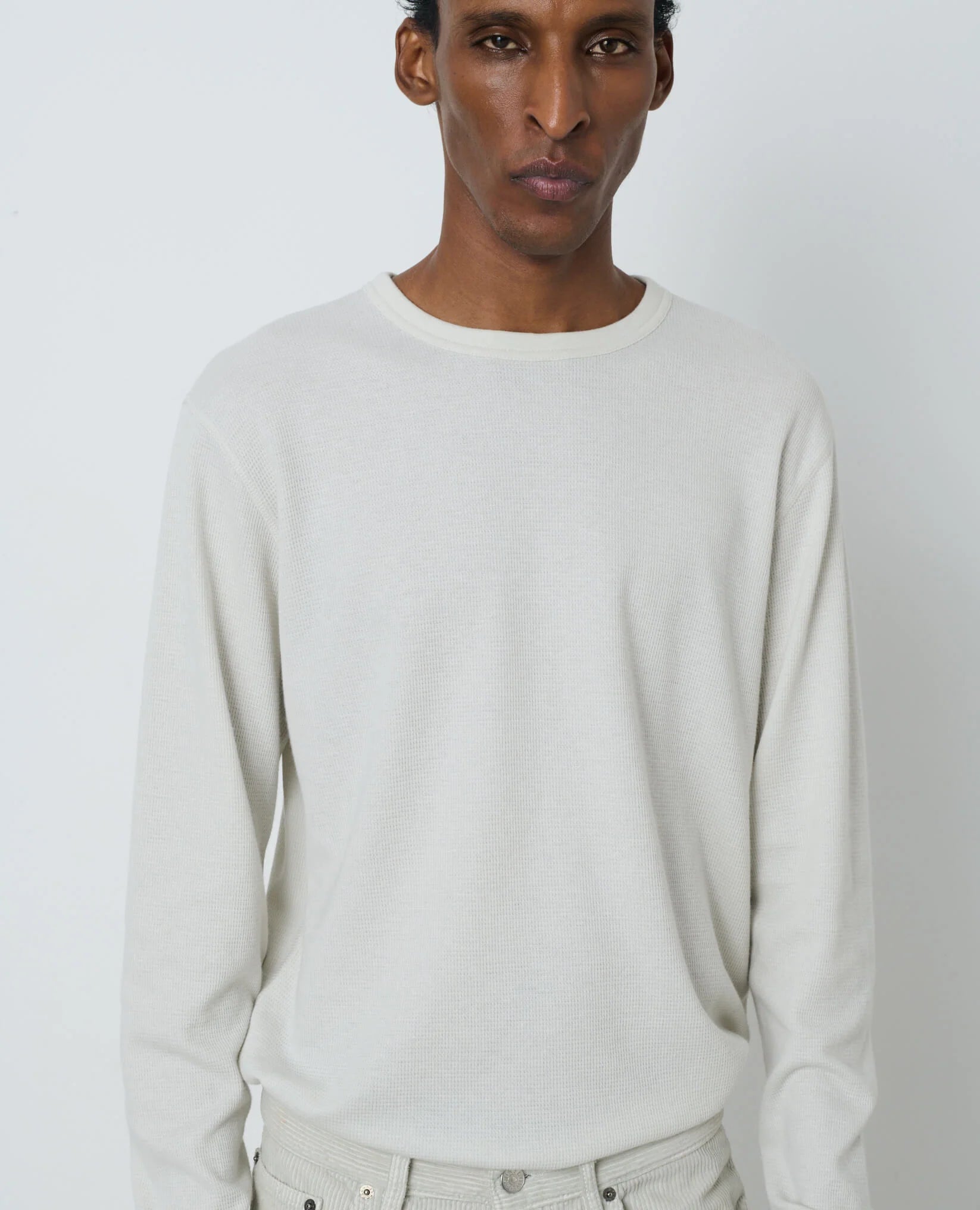 WOOL WAFFLE TEE LS - 019 KIT WHITE