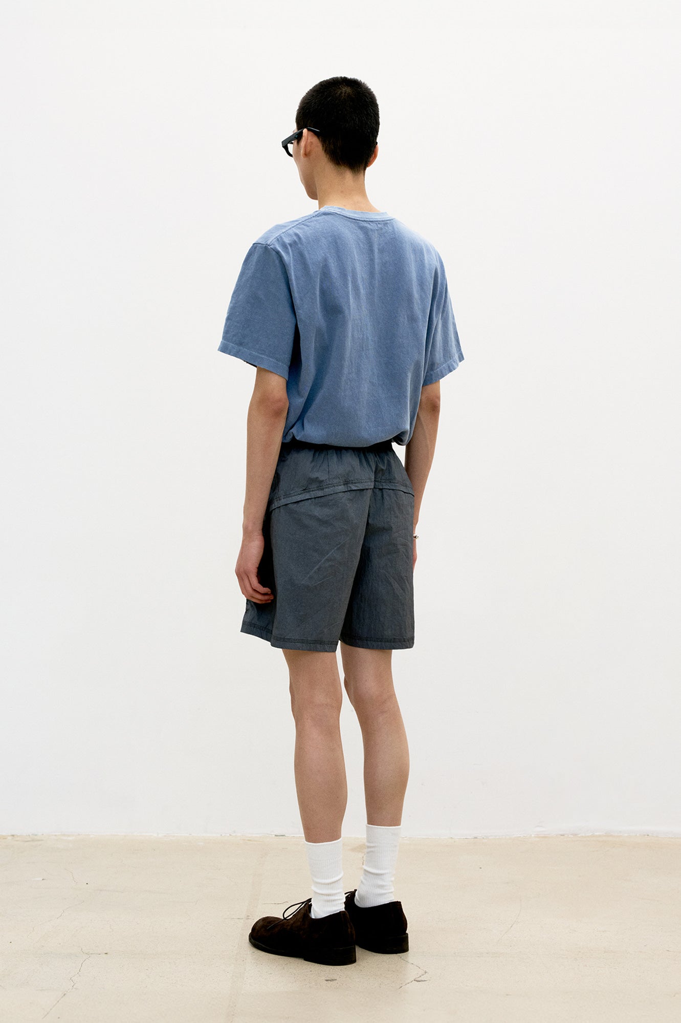 Garment dyed nylon short pants (Washed charcoal)