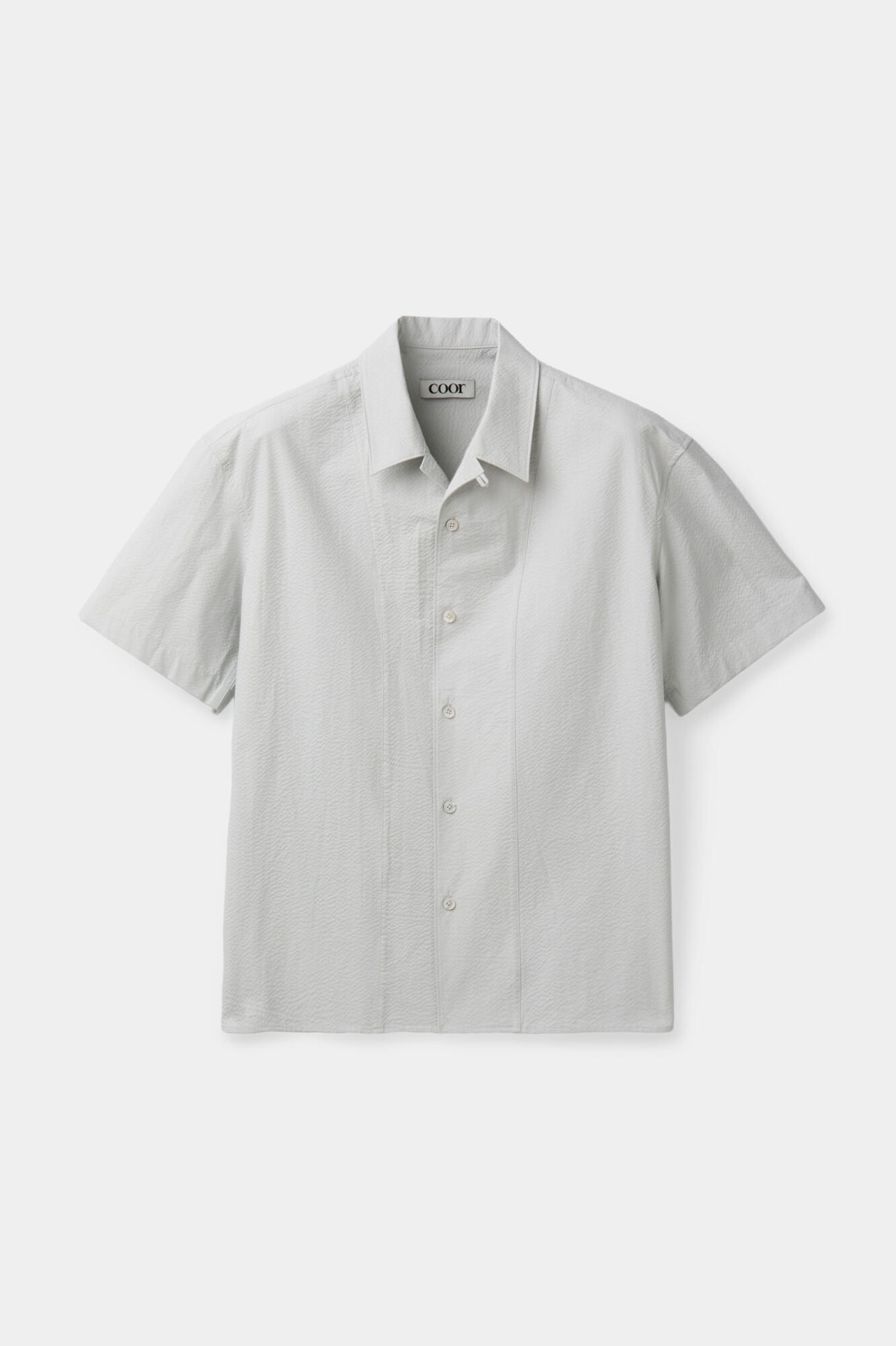 Panel line camp collar half shirt (Cool gray)