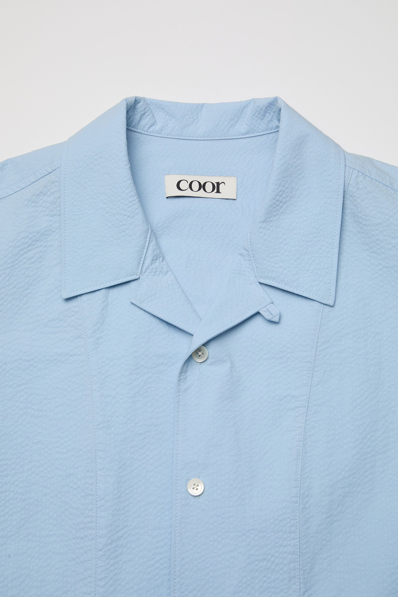Panel line camp collar half shirt (Sky blue)