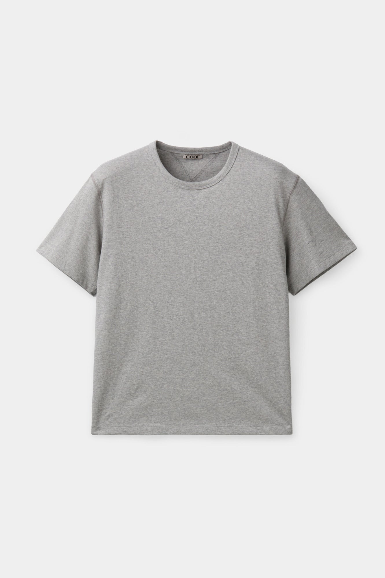 Chain stitch pointed crop t-shirt (Melange gray)