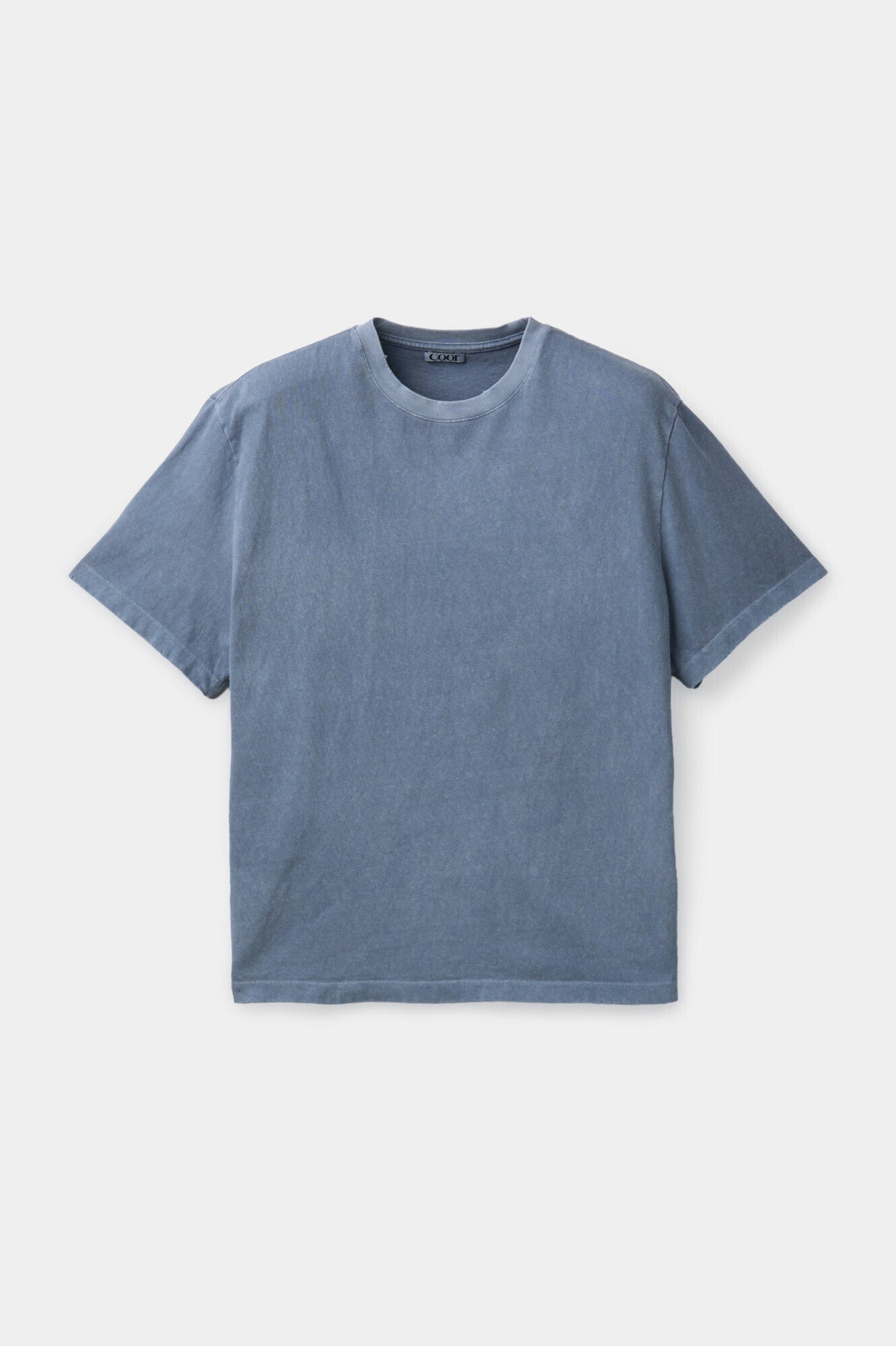 Damaged color dyed crop t-shirt (Washed blue)