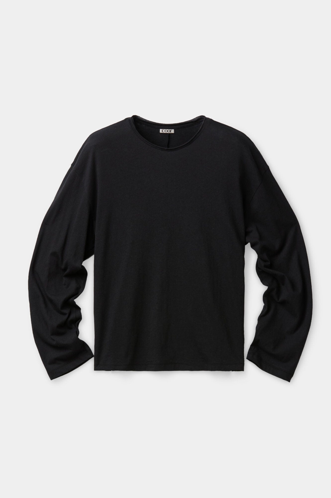 Linen blend long sleeve t-shirt (Black)